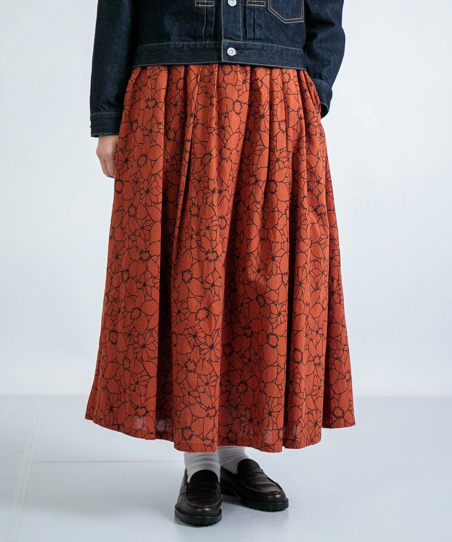 【SALE／30%OFF】D.M.G. CL花柄 マキシ丈スカート ドミンゴ スカート ロング・マキシスカート グリーン ブラウン【送料無料】