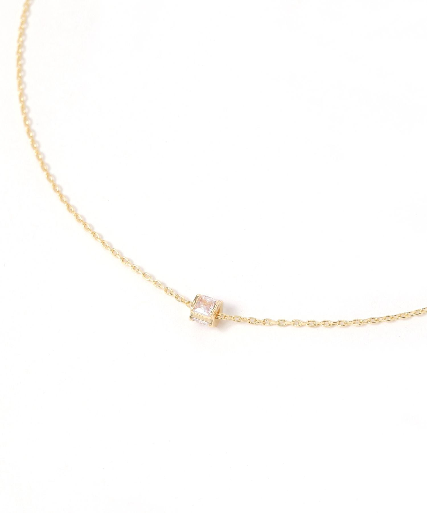 LAKOLE キューブビジューネックレス ラコレ アクセサリー・腕時計 ネックレス シルバー ゴールド