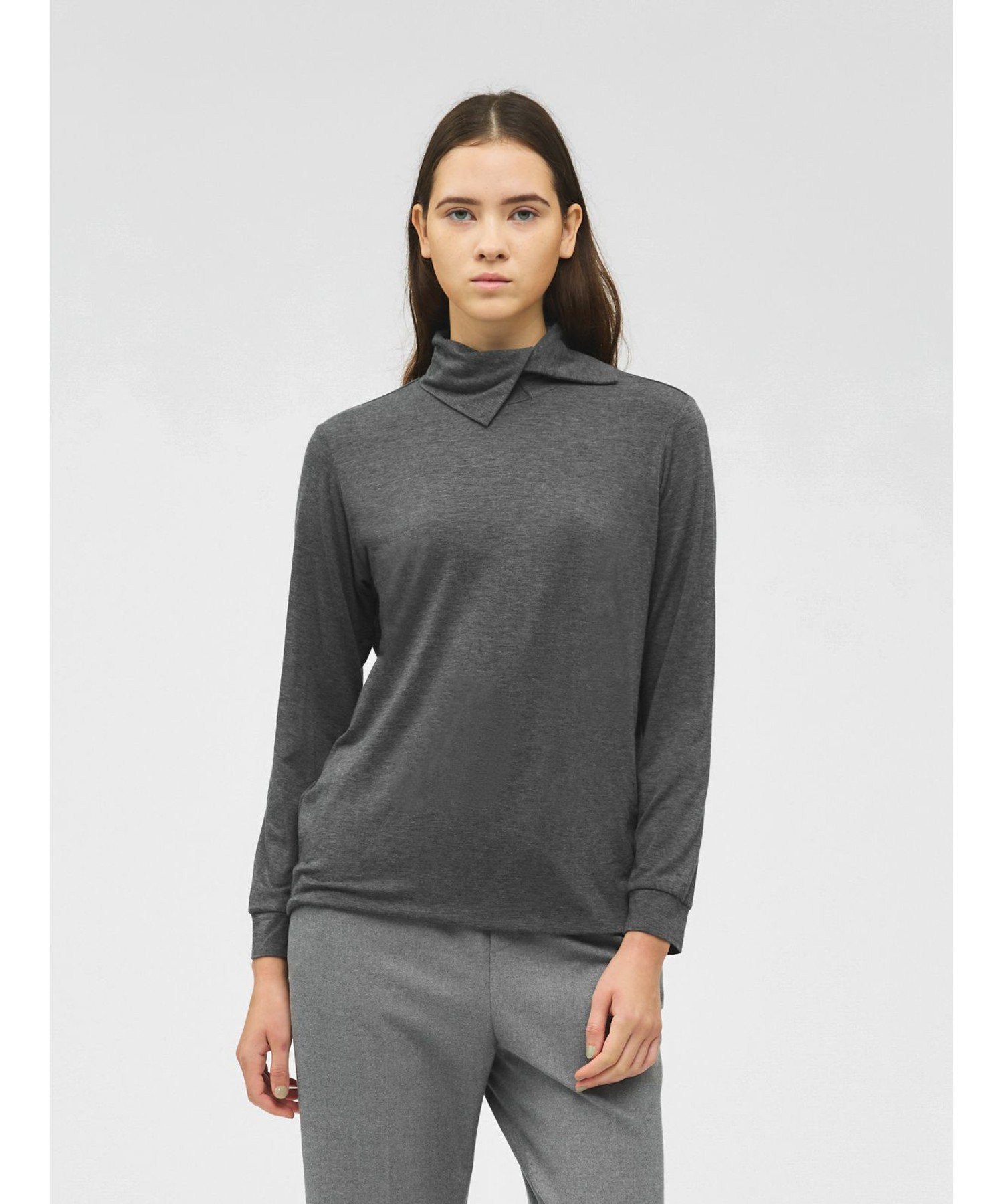 mizuiro ind mizuiro ind アシンメトリーシャツプルオーバー マーコート トップス カットソー・Tシャツ ブラック グレー ホワイト ネイビ...