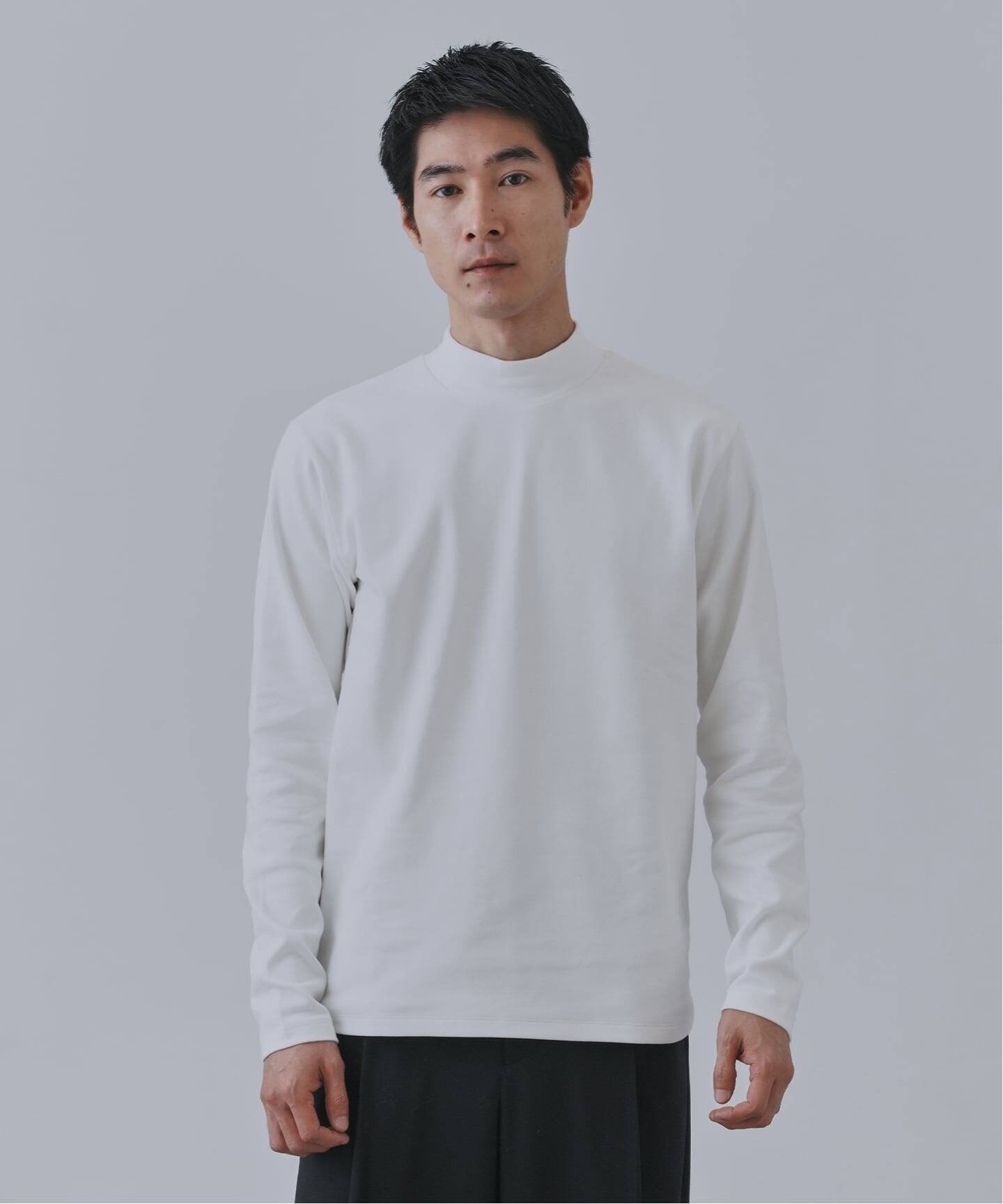 B.C STOCK 《予約》起毛 スムースモックネックロングスリーブTシャツ ベーセーストック トップス カットソー・Tシャツ ホワイト ブラック【送料無料】