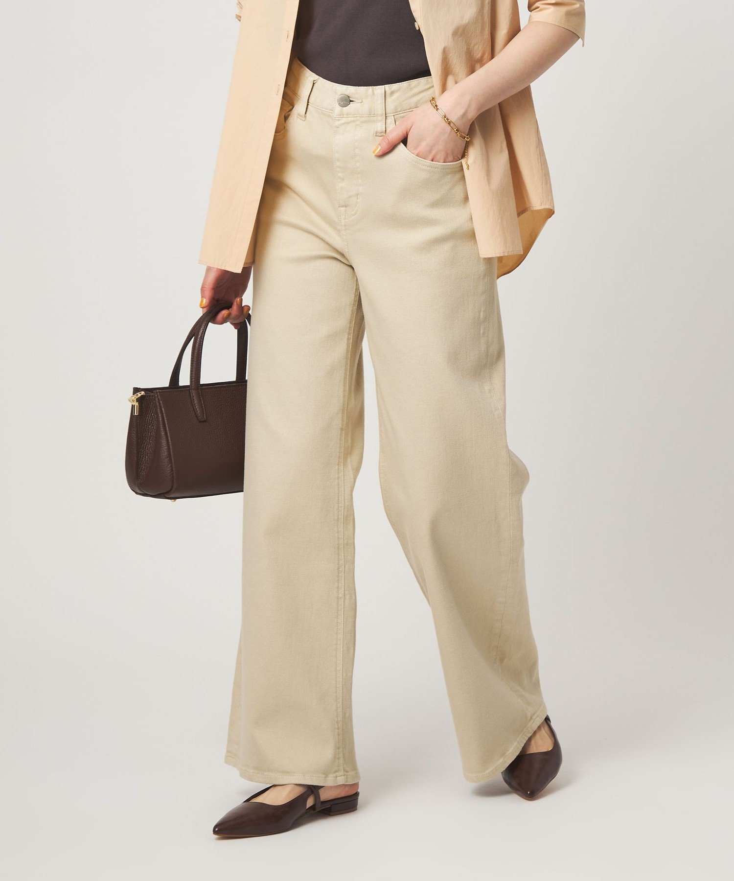 【別注】＜Healthy DENIM＞ワイド フレア デニム パンツ ユナイテッドアローズ グリーンレーベルリラクシング パンツ ジーンズ・デニムパンツ ホワイト