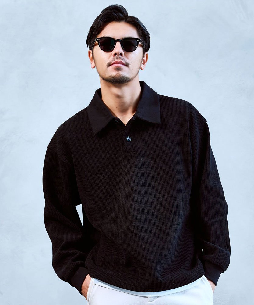 SB select BENUSTA 襟付きフェイクレイヤード長袖カットソー シルバーバレット トップス カットソー・Tシャツ ブラック グレー ホワイト