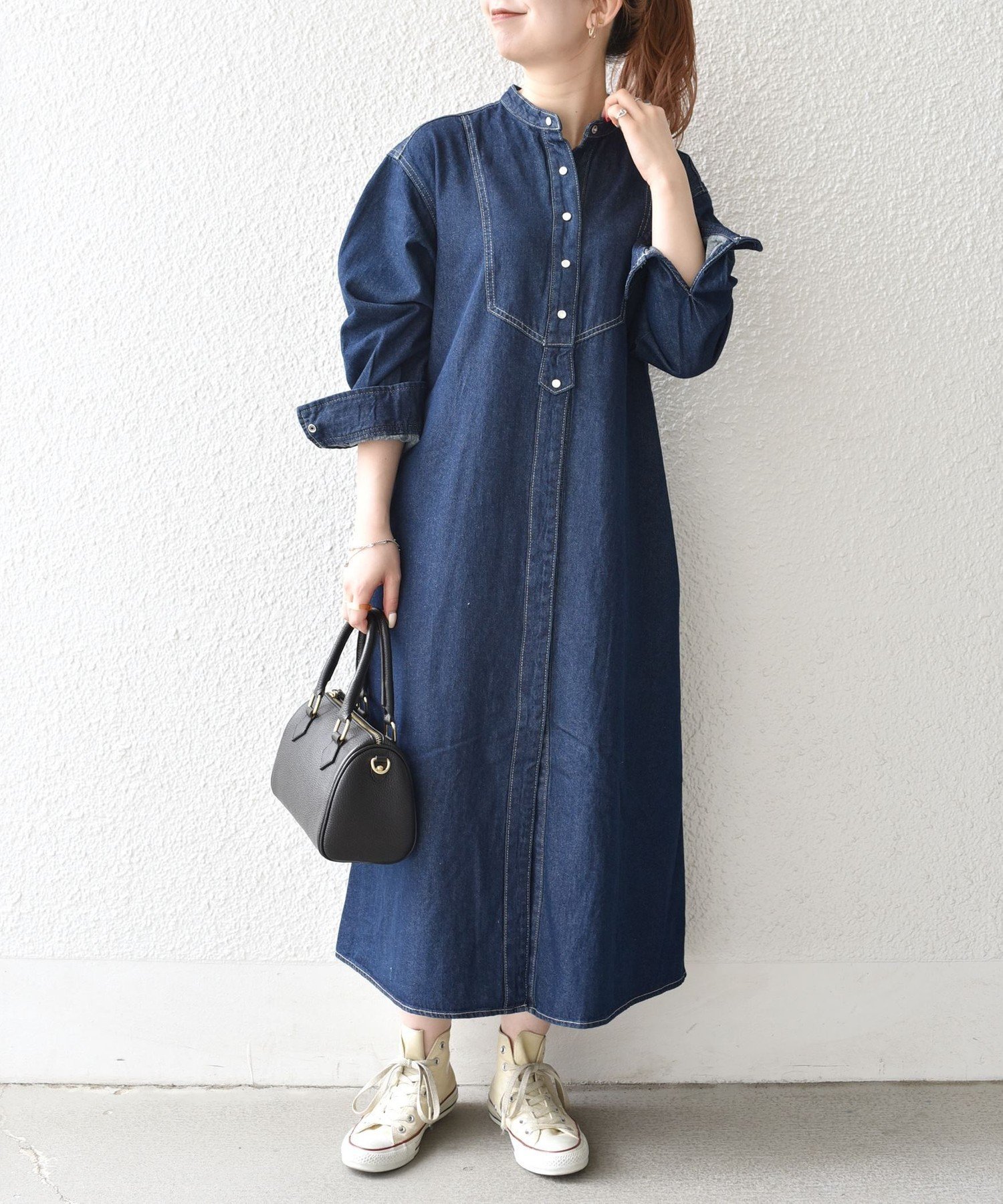 SHIPS any 《追加予約》SHIPS any:＜ウォッシャブル＞デニム ブザム シャツ ワンピース[SHIPS any DENIM] シップス ワンピース・ドレス シャツワンピース ネイビー【送料無料】