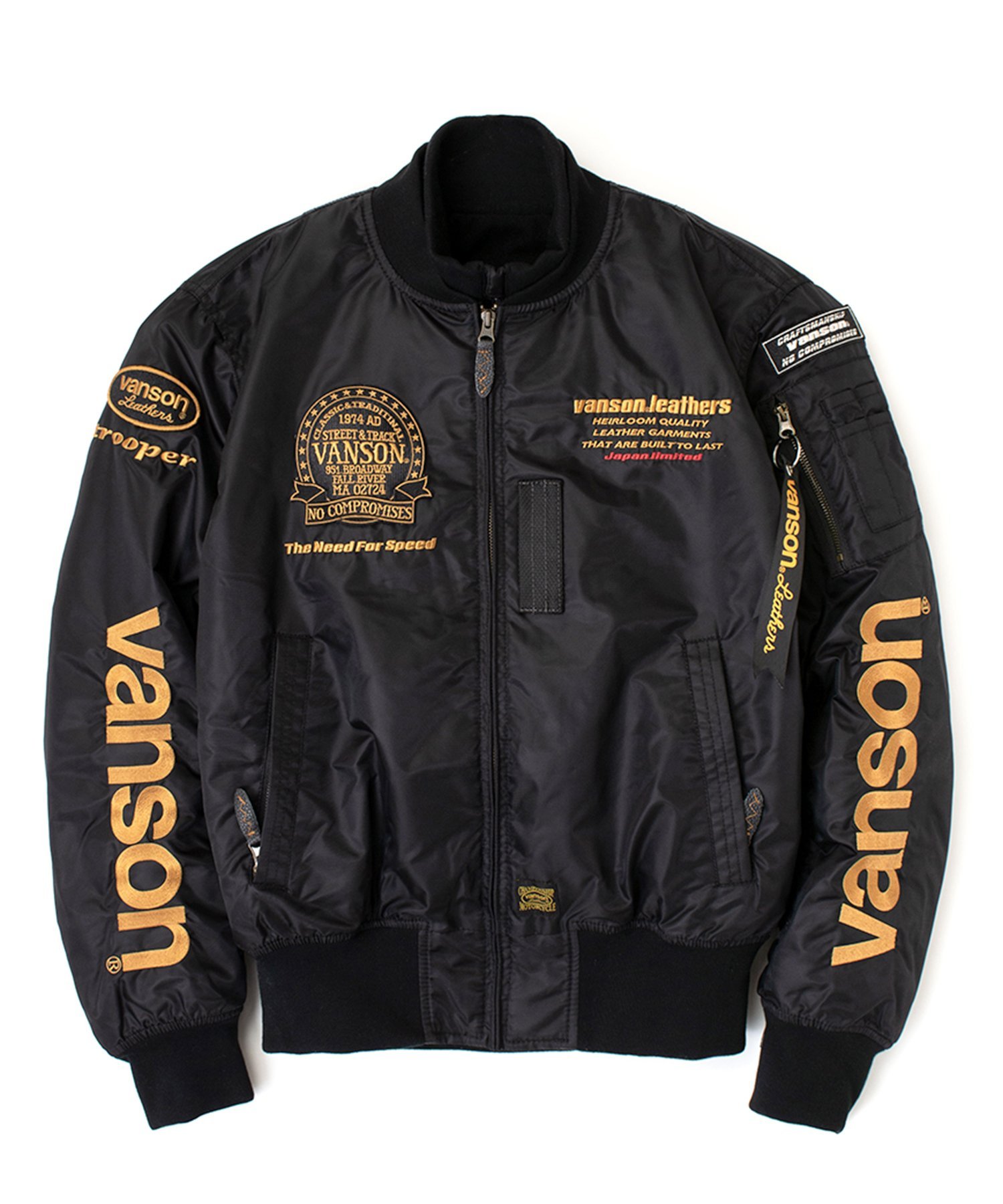 Vanson Leathers MA-1 JACKET バンソンレザーズ ジャケット・アウター MA-1 ブラック【送料無料】