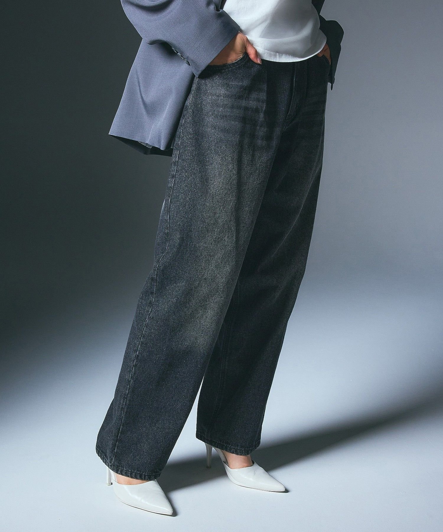 X-girl LOGO PATCH WIDE TAPERED DENIM PANTS エックスガール パンツ その他のパンツ ブラック ネイビー