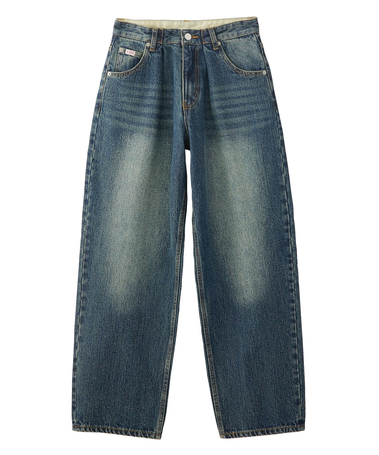 X-girl LOGO PATCH WIDE TAPERED DENIM PANTS エックスガール パンツ その他のパンツ ブラック ネイビー