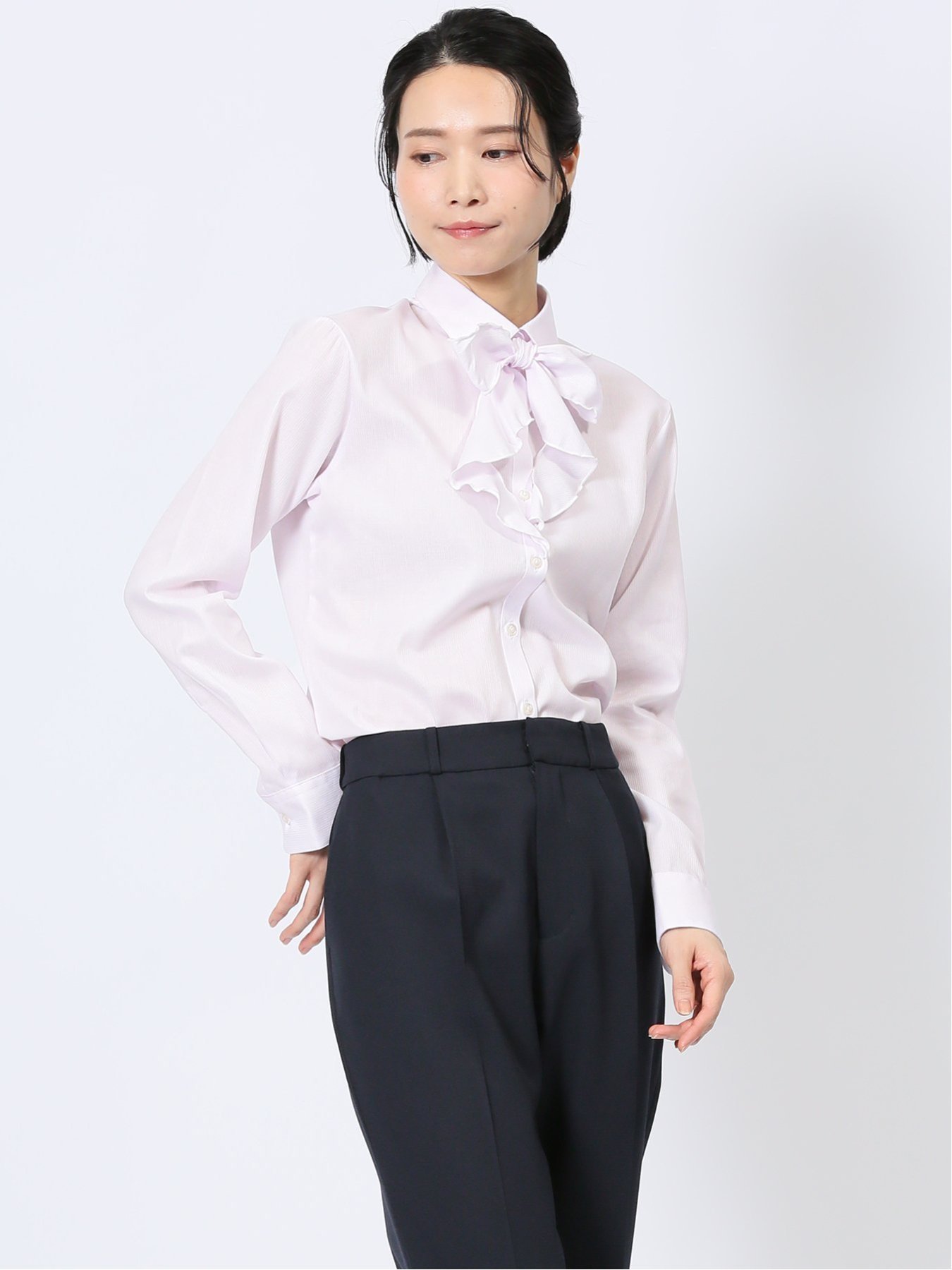 【SALE／20%OFF】m.f.editorial 形態安定 リボン脱着 長袖シャツ タカキュー スーツ・フォーマル Yシャツ・カッターシャツ ブルー ピンク【送料無料】