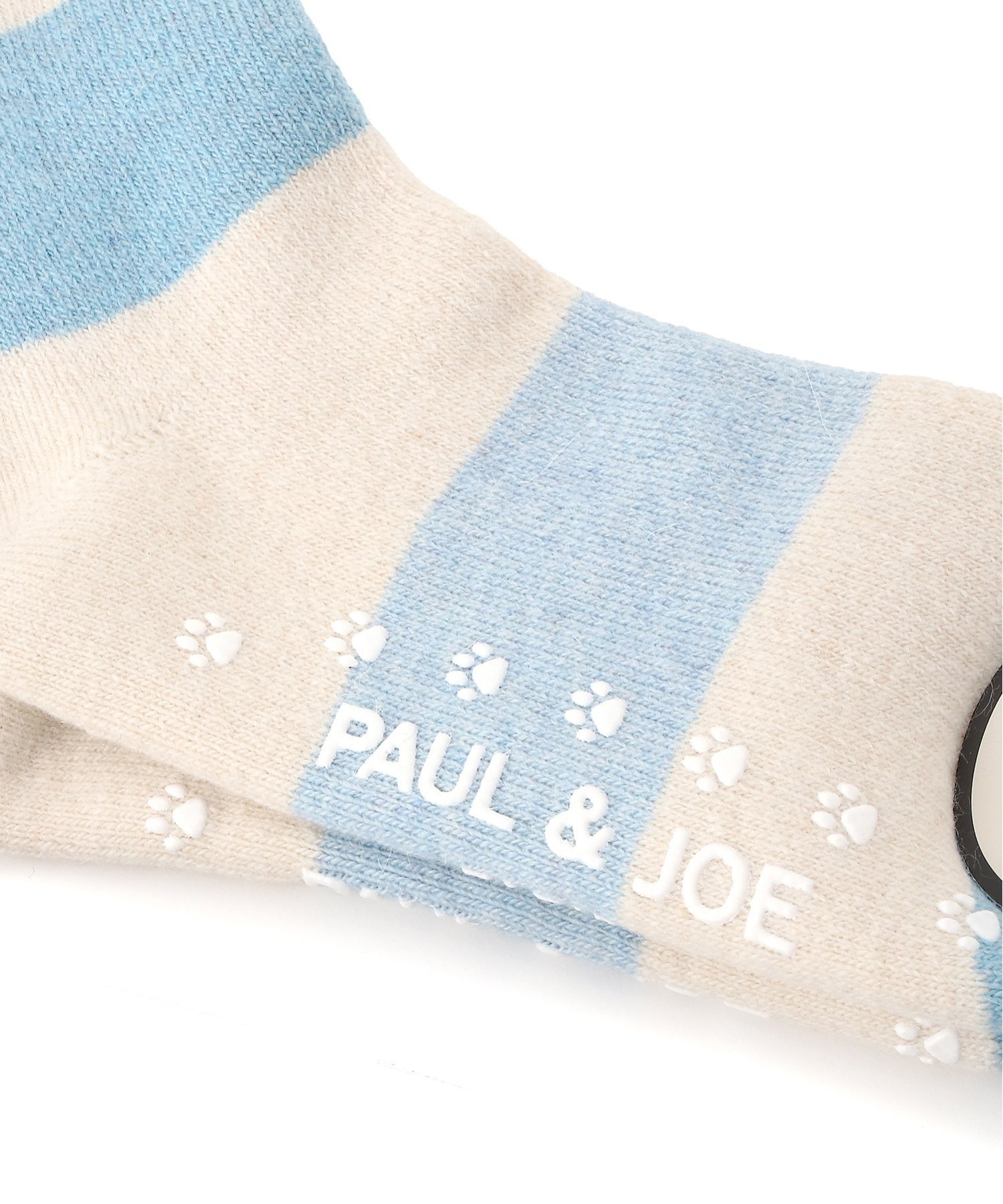 PAUL & JOE (W)PAUL & JOE/ポール & ジョー アクリルウール ボーダーヌネット刺繍 ボディライフ 靴下・レッグウェア 靴下 ブルー