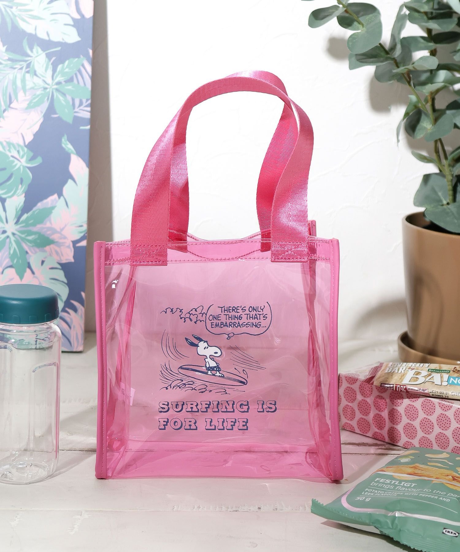 BAYFLOW 【PEANUTS】サーフクリアトート ベイフロー バッグ トートバッグ ブルー ピンク