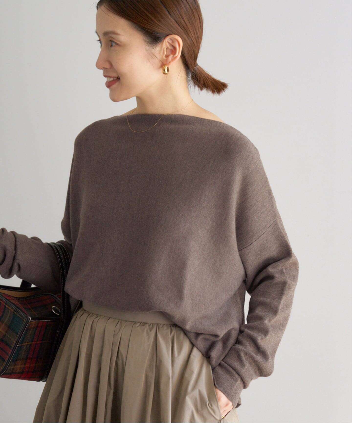 IENA スムースプルオーバー イエナ トップス ニット ブラウン グレー ネイビー【送料無料】