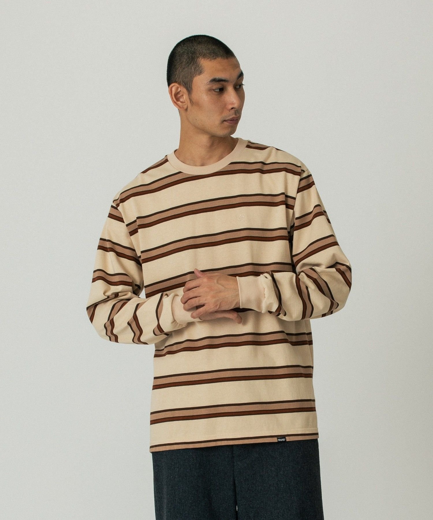 【SALE／30%OFF】SILAS STRIPE L/S TEE サイラス トップス カットソー・Tシャツ ホワイト ベージュ【送料無料】