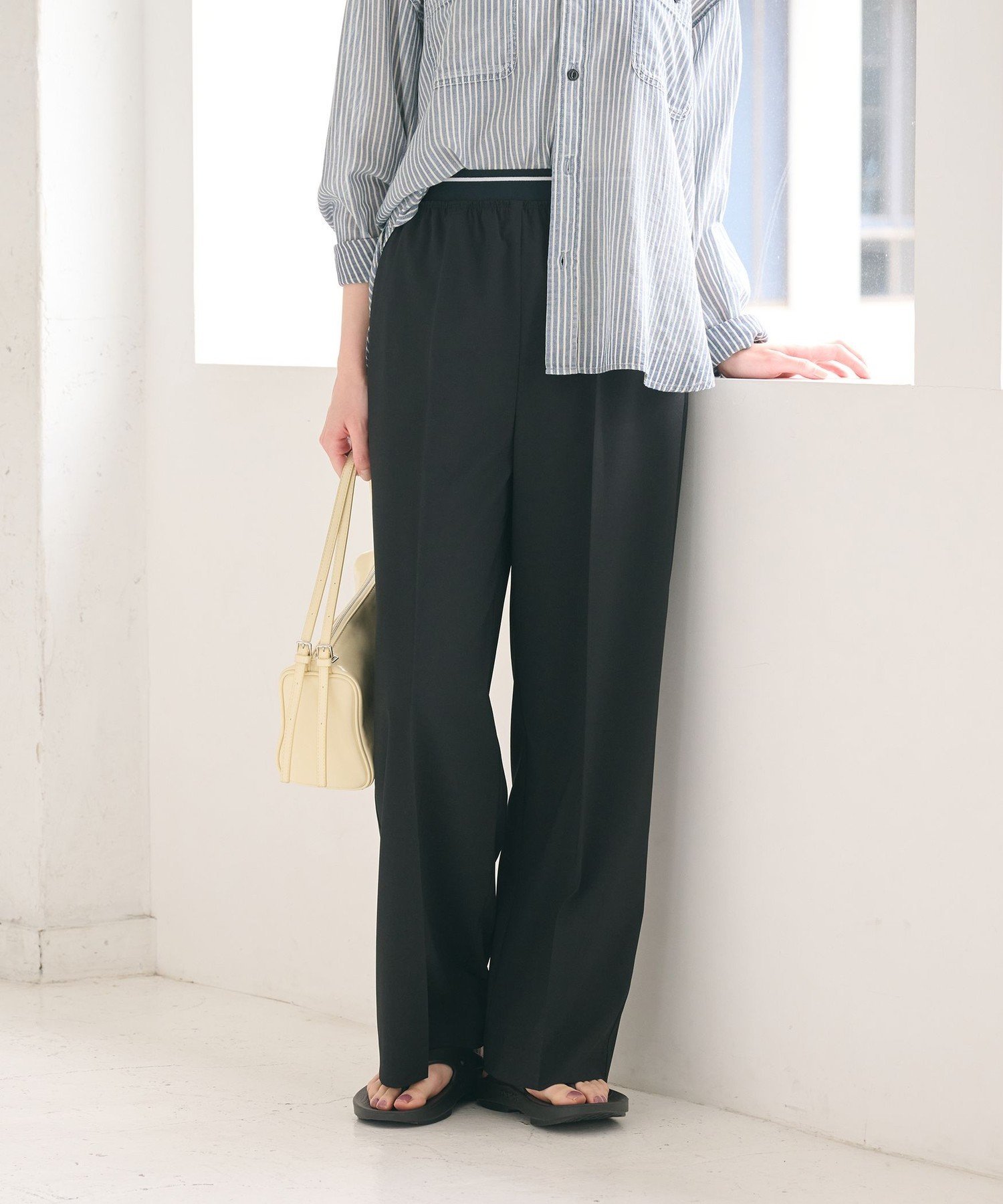 【SALE／30%OFF】BEAUTY&YOUTH UNITED ARROWS ラインゴム ワイドパンツ ウォッシャブル 防シワ ビューティー＆ユース　ユナイテッドアローズ パンツ その他のパンツ グレー ブラック【送料無料】 stylife-15505843 Rakuten Fashion サンプル画像2