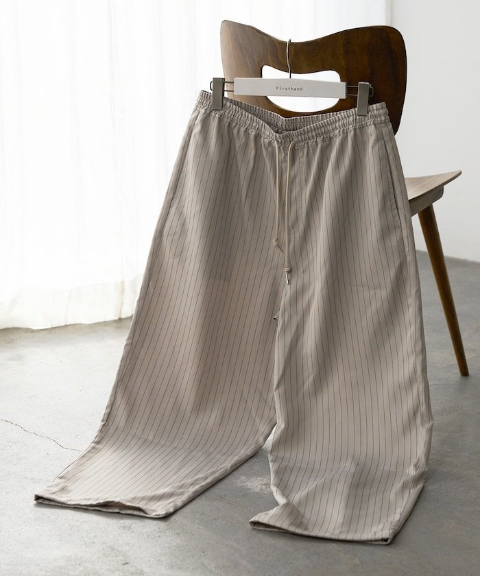 スピンドル ストライプ イージー ワイドパンツ / セットアップ対応 26SS フリークスストア パンツ その他のパンツ ブラック ベージュ グレー