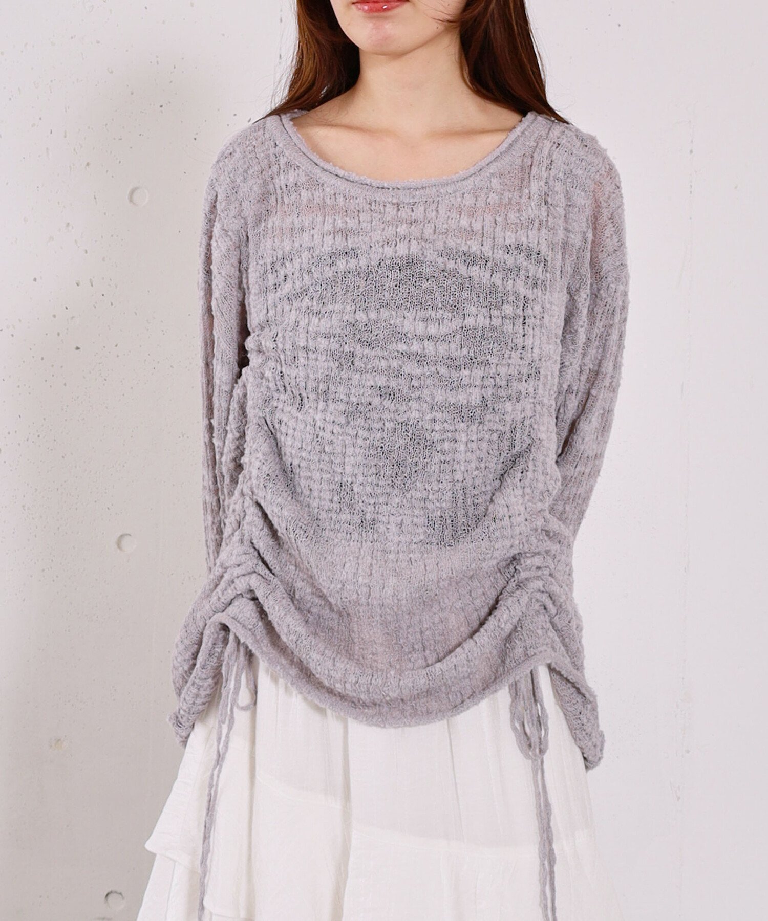 【SALE／50%OFF】archives ドロストスラブニットプルオーバー アルシーヴ トップス ニット ホワイト ピンク ブルー