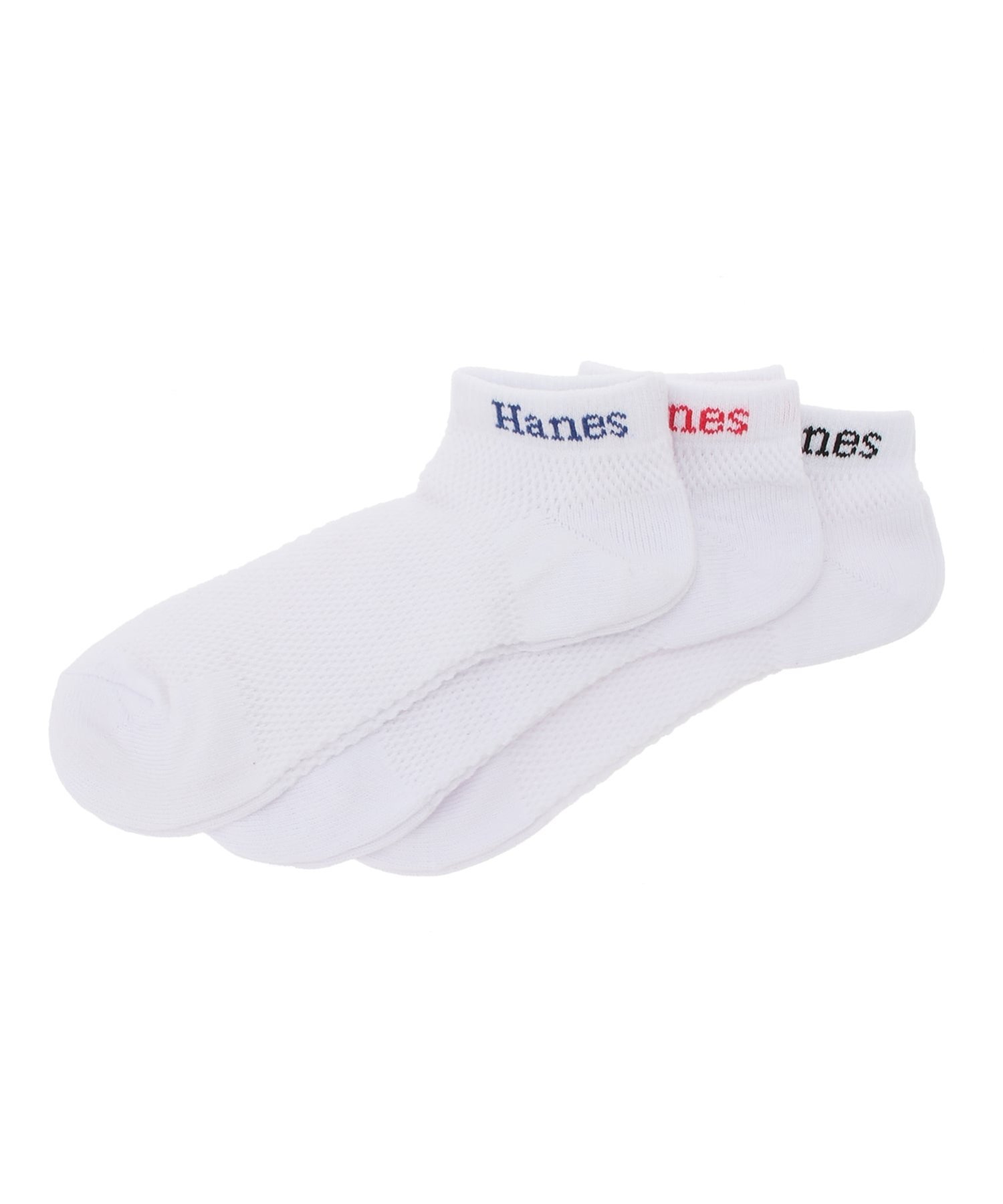 Hanes/(M)MOVES スニーカーイン 3Pソックス ジーンズメイト 靴下・レッグウェア 靴下 ブラック レッド グレー ホワイト