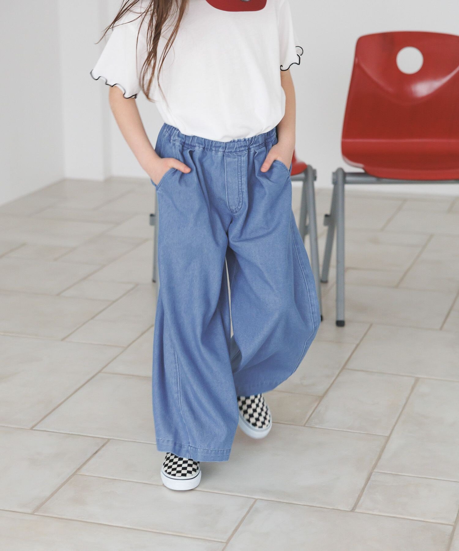 BAYFLOW 夏も穿ける柔らかデニム♪ ライトオンスワイドデニム(KIDS) ベイフロー パンツ ジーンズ デニムパンツ【送料無料】