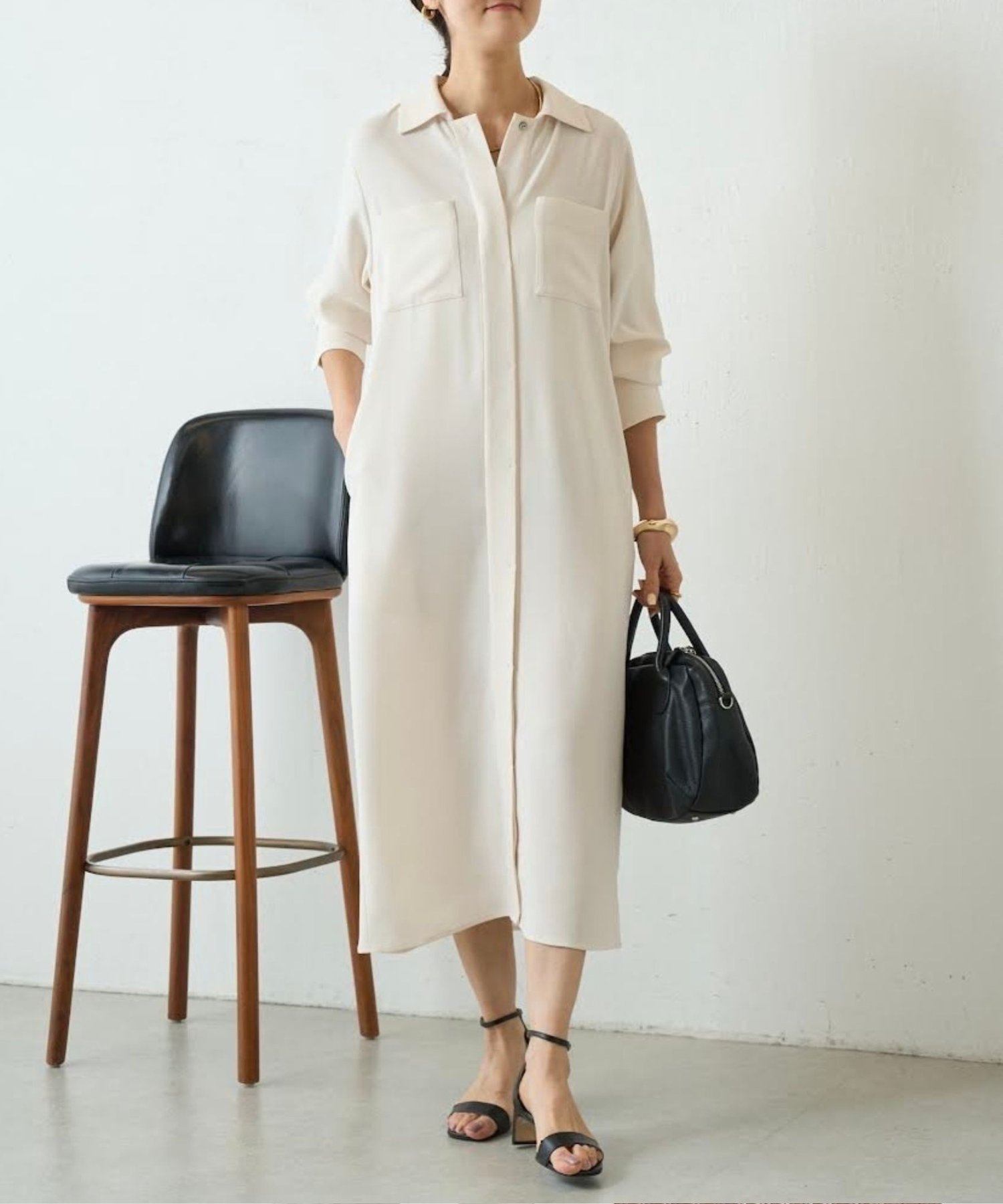 【SALE／5%OFF】BEARDSLEY バックサテンシャツワンピース《LIVETAR》 ビアズリー ワンピース・ドレス その他のワンピース・ドレス ブラック ホワイト【送料無料】