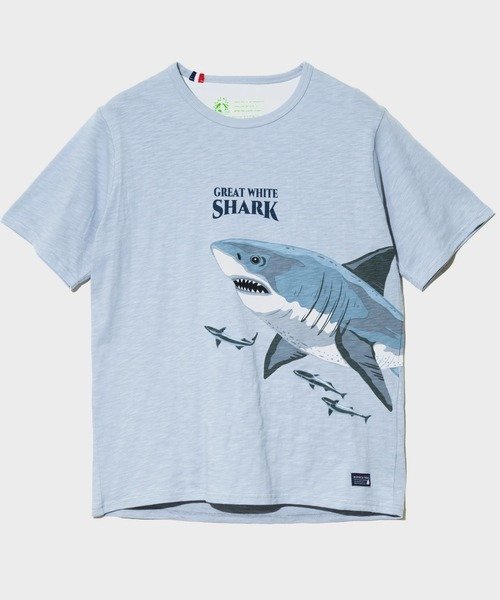 GSC MENS SELECT 【GSC別注】ESPACE VERT/エスパスヴェール シャーク S/S TEE (MENS) ゴースローキャラバン トップス カットソー・Tシャツ ホワイト ブルー