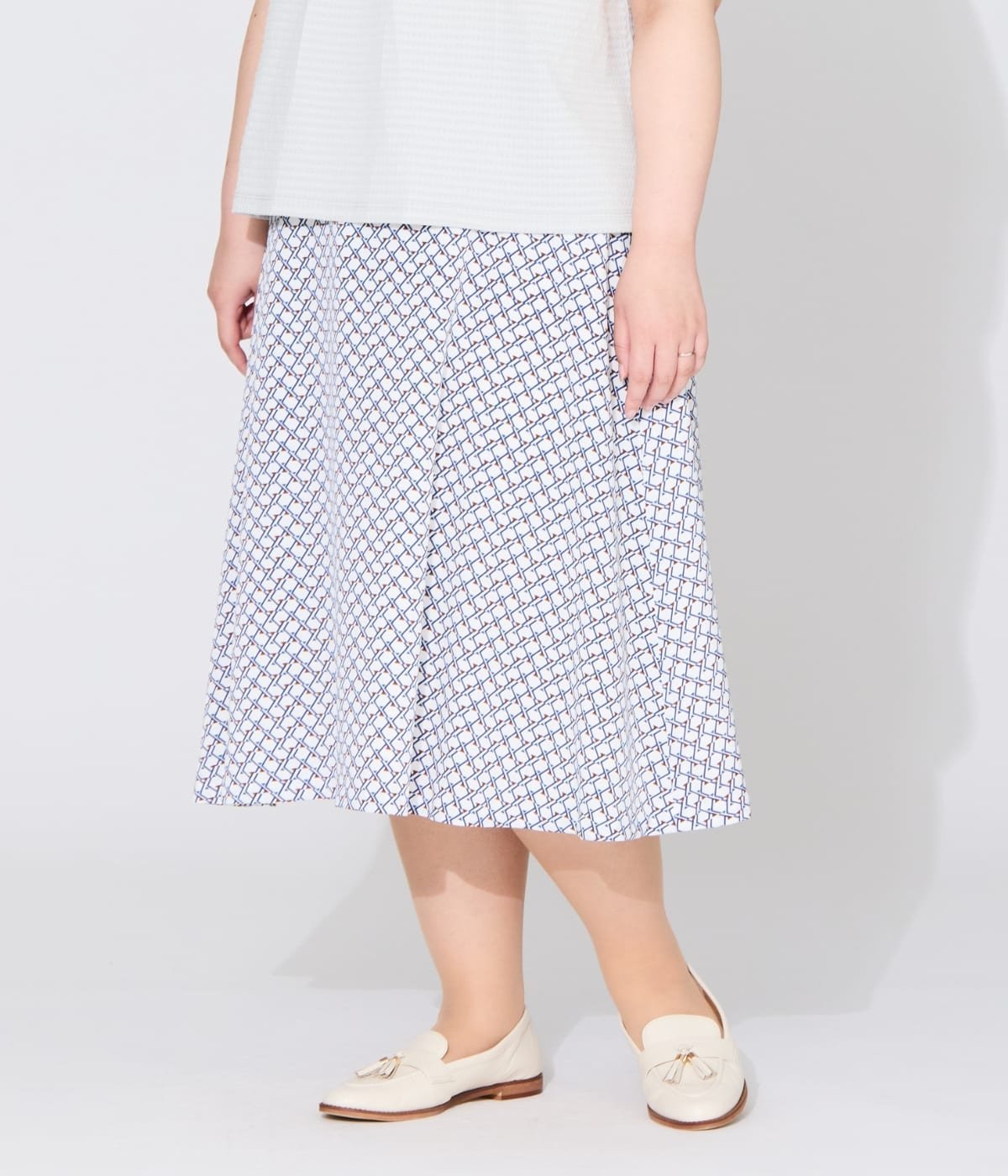 NEWYORKER WOMEN L-SIZE 【L】ジオメトリックプリント フレアスカート ニューヨーカー エルサイズ スカート その他のスカート ネイビー ホワイト【送料無料】