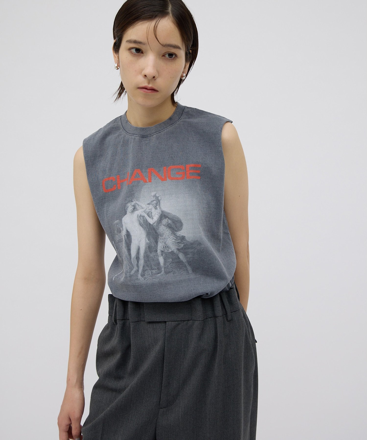 【SALE／30%OFF】Whim Gazette 【GEMINI】プリントノースリーブプルオーバー ウィム ガゼット トップス ノースリーブ・タンクトップ ホワイト グレー【送料無料】