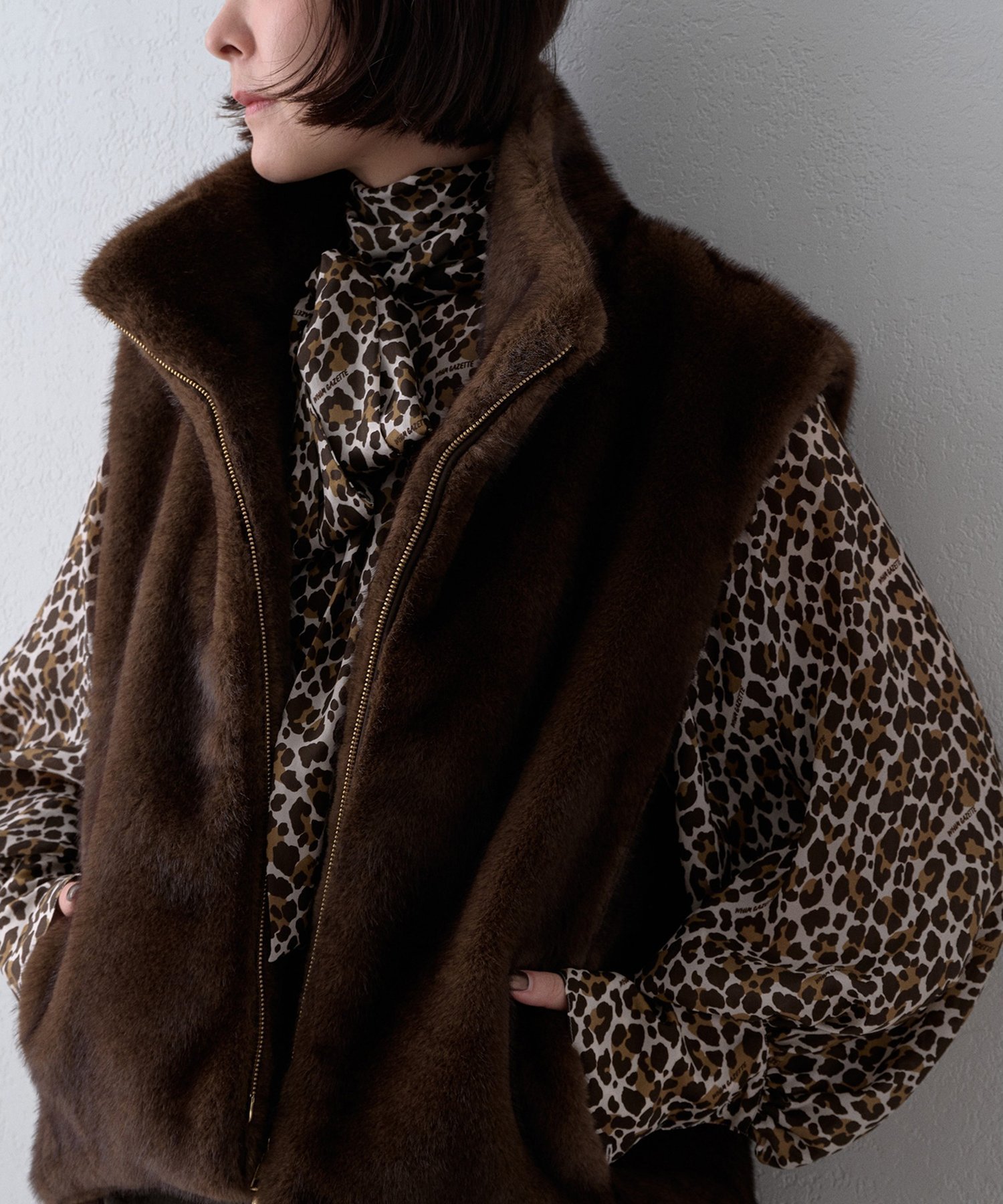 Whim Gazette フェイクファーミンクジレ ウィム ガゼット ジャケット・アウター その他のジャケット・アウター ブラウン