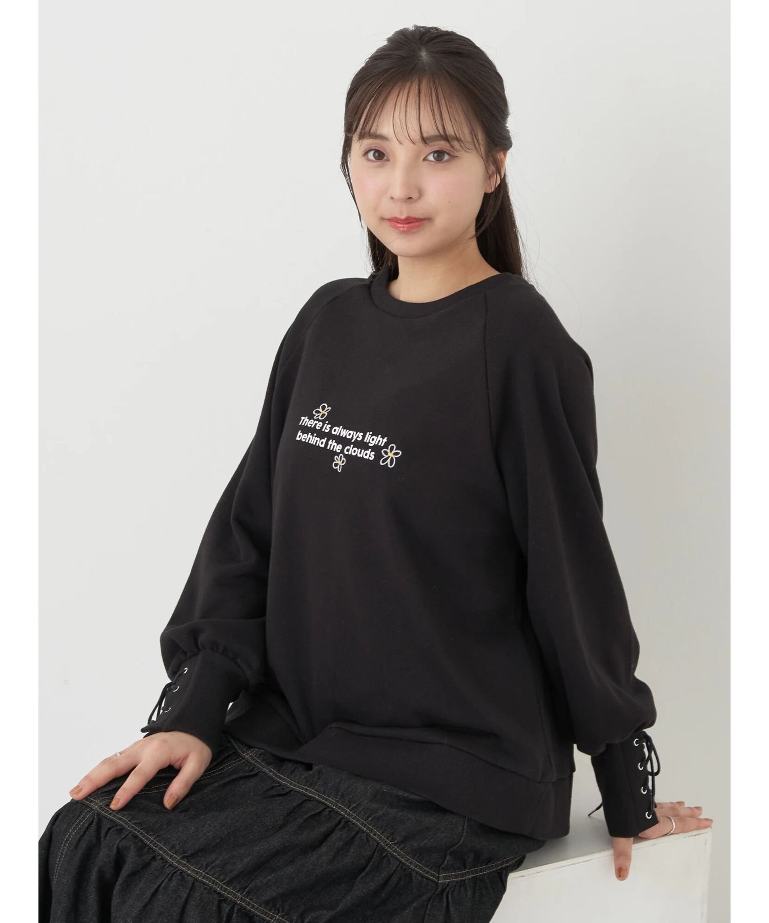 楽天Rakuten Fashion【SALE／66％OFF】earth music&ecology 袖レースアップウラケプルオーバー スウェット/レディース/24SS アースミュージック&エコロジー トップス カットソー・Tシャツ ブラック グリーン パープル