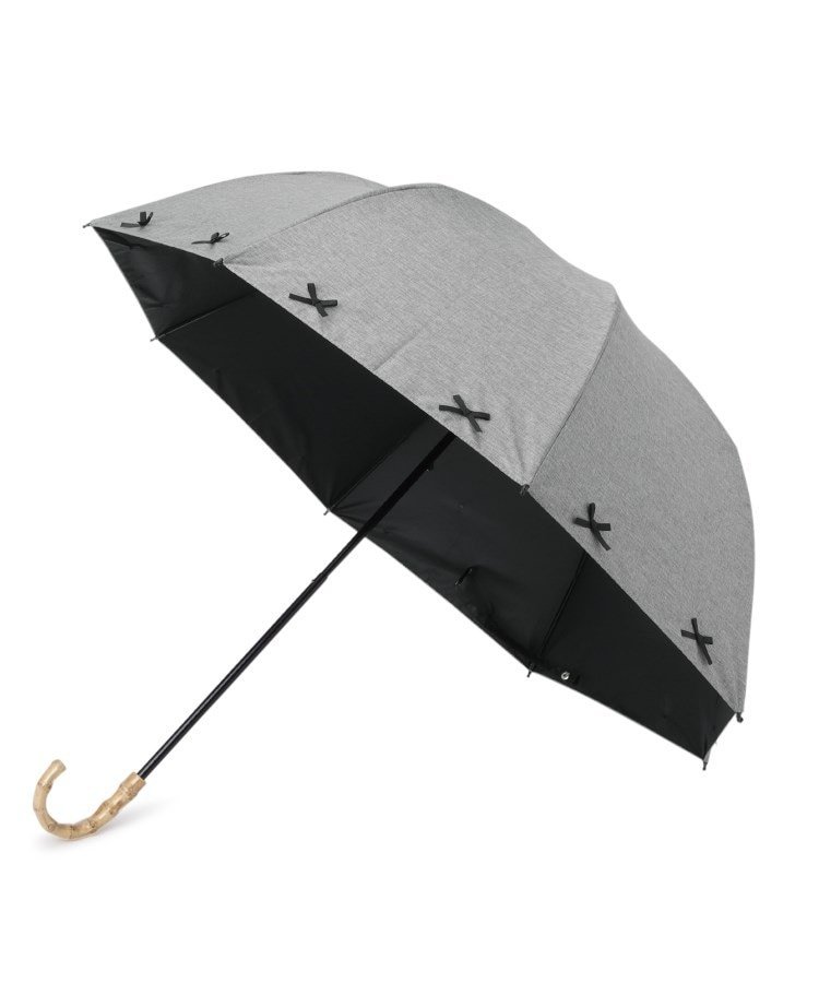 OberTashe 完全遮光 遮光率100% 晴雨兼用日傘 2段折傘 リボン2WAY折りたたみ傘 エスペランサ ファッション雑貨 折りたたみ傘 グレー ベージュ ブルー