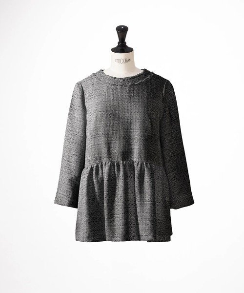 【SALE／50%OFF】STRAWBERRY-FIELDS ラメツイードペプラムトップス ストロベリーフィールズ トップス ..