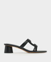 CHARLES & KEITH カットアウト シリンダーヒールミュール チャールズアンドキース シューズ・靴 ミュール ベージュ ブラック【送料無料】