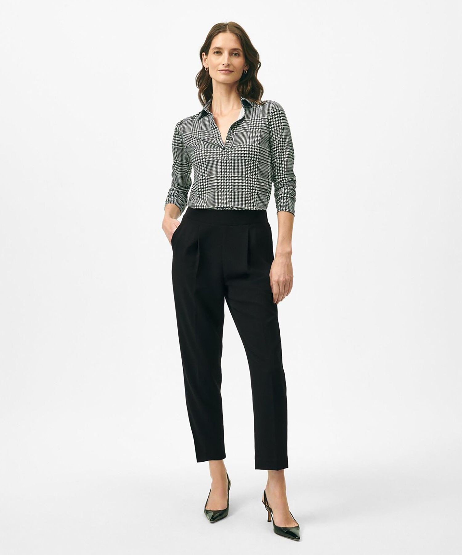 【SALE／45%OFF】BROOKS BROTHERS ポリステル ストレッチクレープ クロップドパンツ ブルックス ブラザーズ パンツ その他のパンツ ブラック【送料無料】