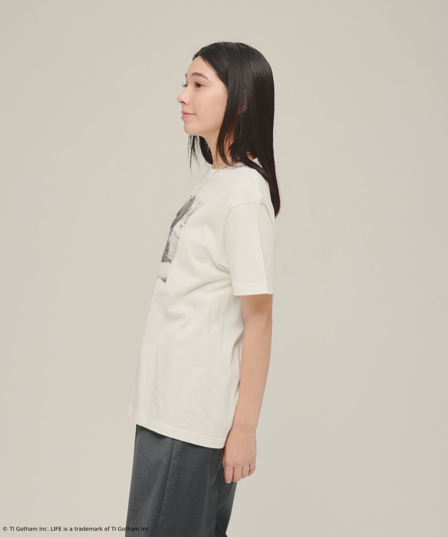 eL LIFE PICTURE COLLECTION TShirts ジーナシス トップス カットソー・Tシャツ グレー ホワイト