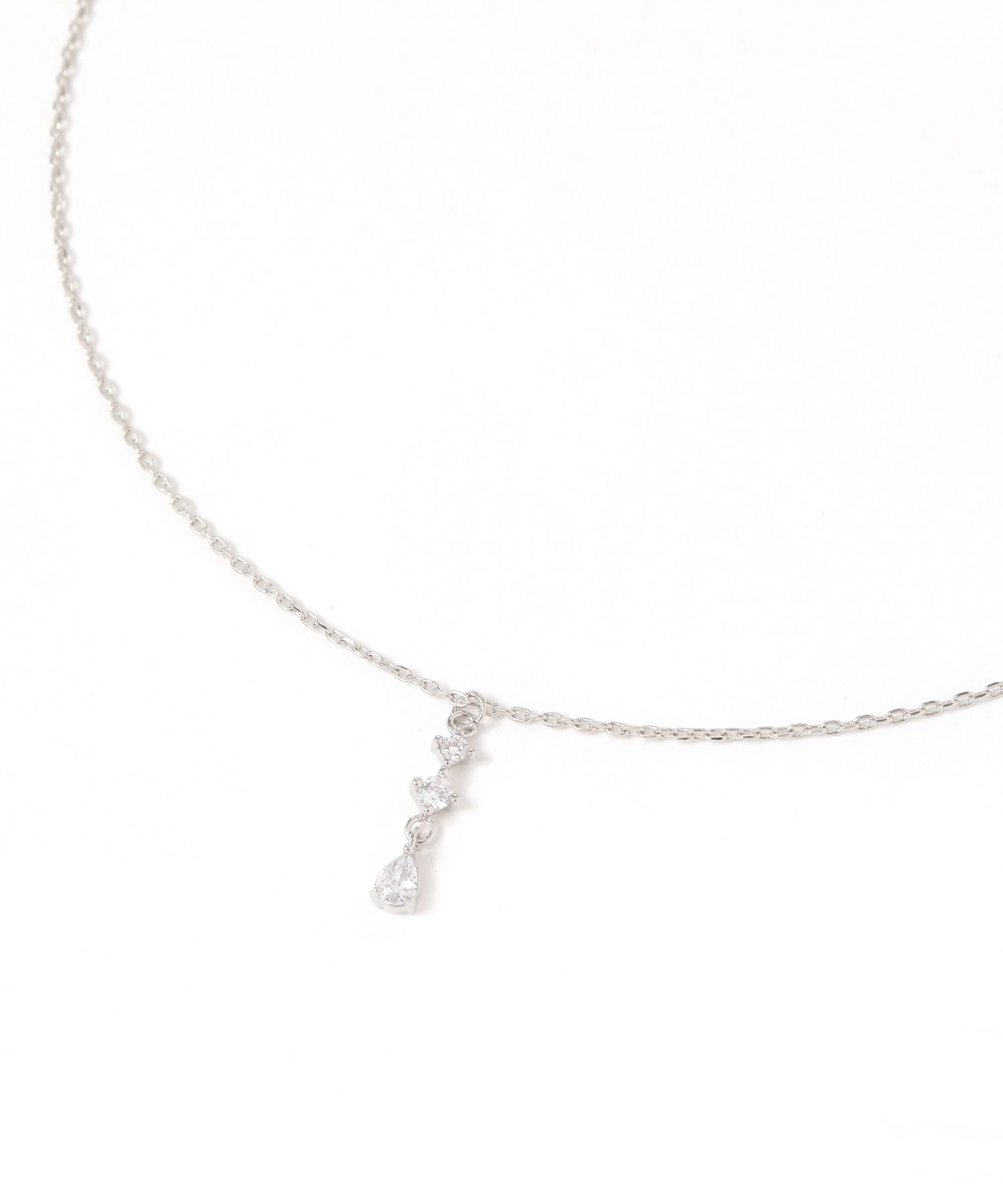 LAKOLE サガリ3ビジューネックレス ラコレ アクセサリー・腕時計 ネックレス シルバー ゴールド