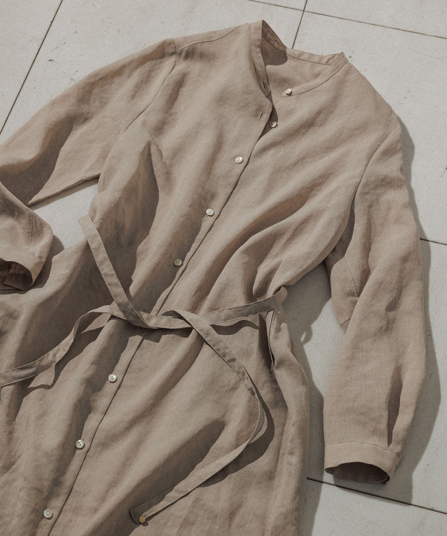 【SALE／50%OFF】ROPE' 【WEB・一部店舗限定】フロントオープンシャツワンピース/洗える ロペ ワンピース・ドレス ワンピース グレー ベージュ【送料無料】
