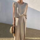 【SALE/36%OFF】maison de LATIR 【セットアップ】クルーネックノースリーブトップスとタックパンツ メゾンドラティール トップス ノースリ...