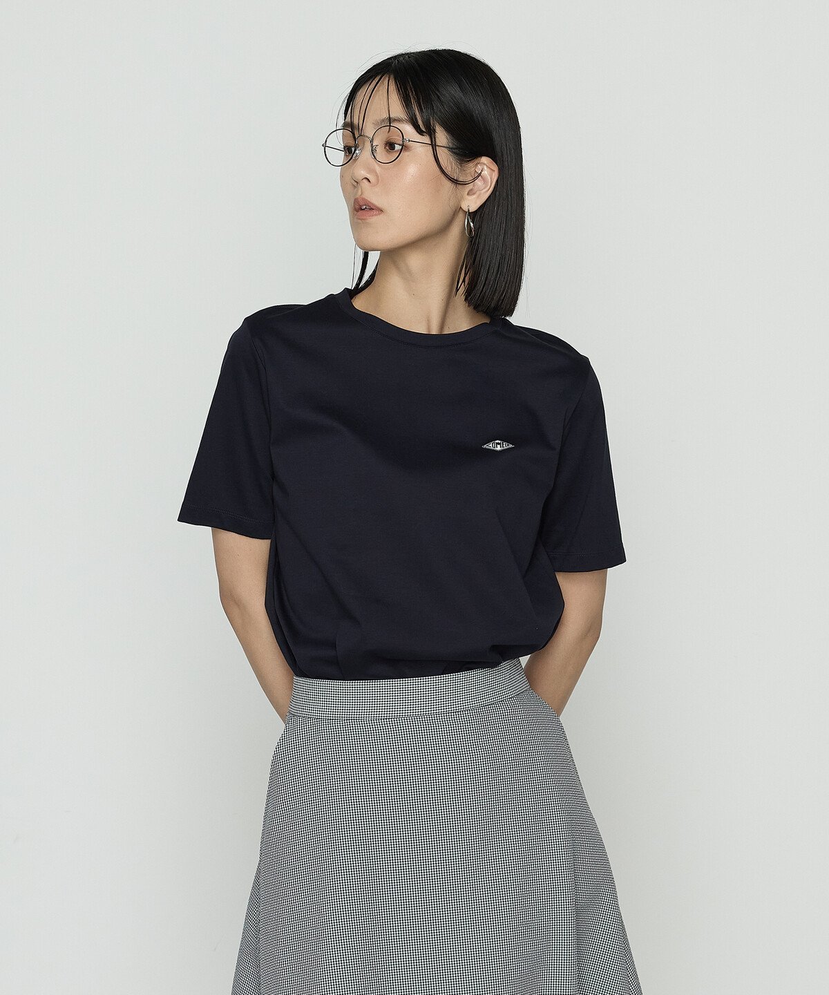 スーピマコットンポンチ ワッペンTシャツ コムサ トップス カットソー・Tシャツ ホワイト グレー ネイビー