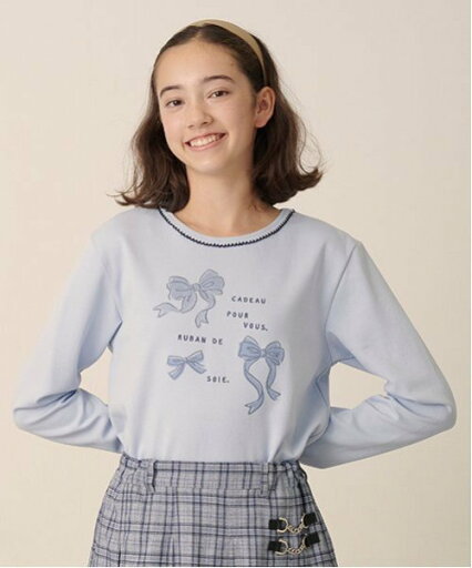 【SALE/50%OFF】pom ponette junior リボンアップリケTシャツ ナルミヤオンライン トップス カットソー・Tシャツ ホワイト ブルー【送料無料】 【SALE/50%OFF】pom ponette junior リボンアップリケTシャツ ナルミヤオンライン トップス カットソー・Tシャツ ホワイト ブルー【送料無料】