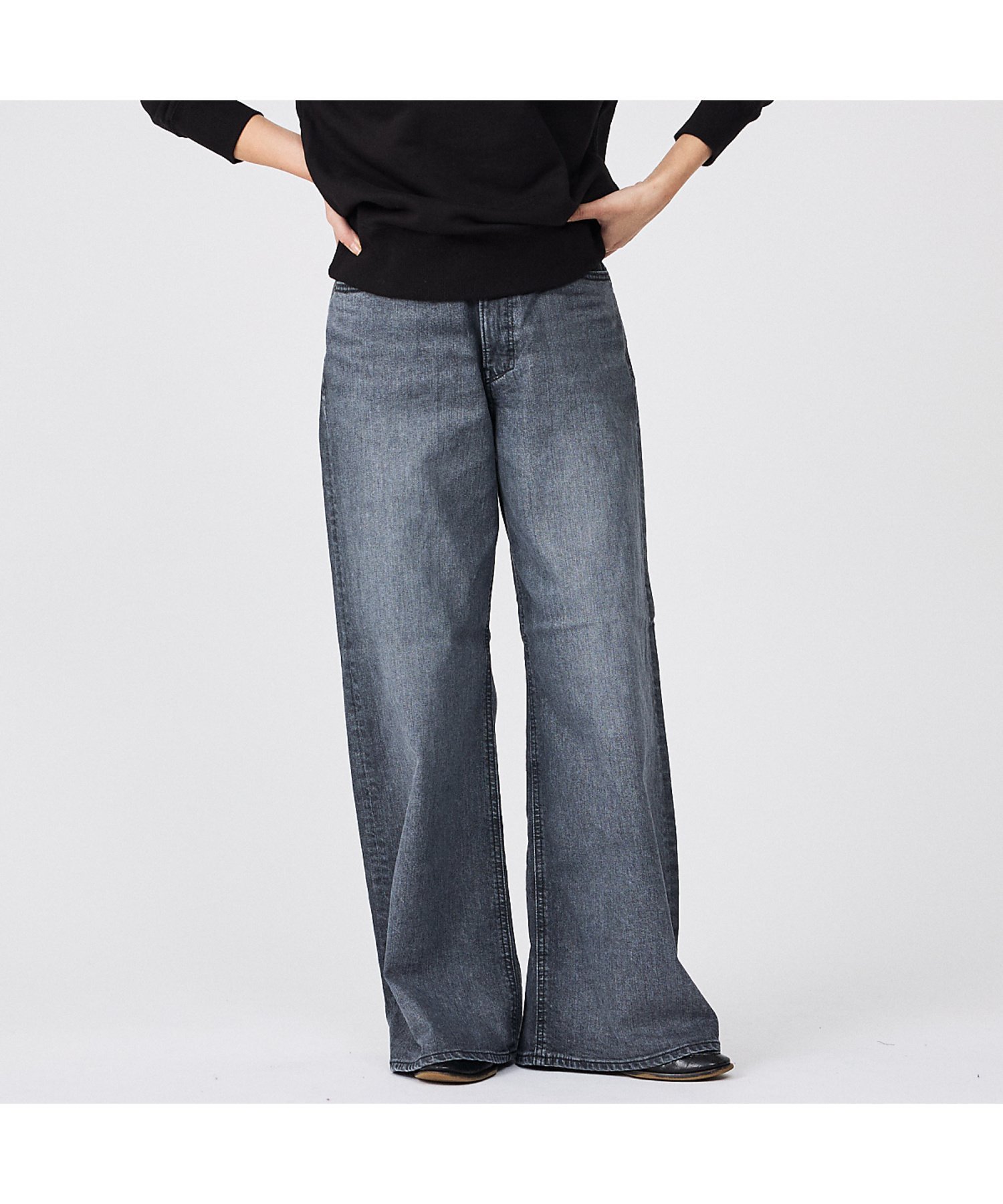 qualite 【YANUK】KATE (Loose Buggy) ワイドデニム カリテ パンツ ジーンズ・デニムパンツ ブルー グ..