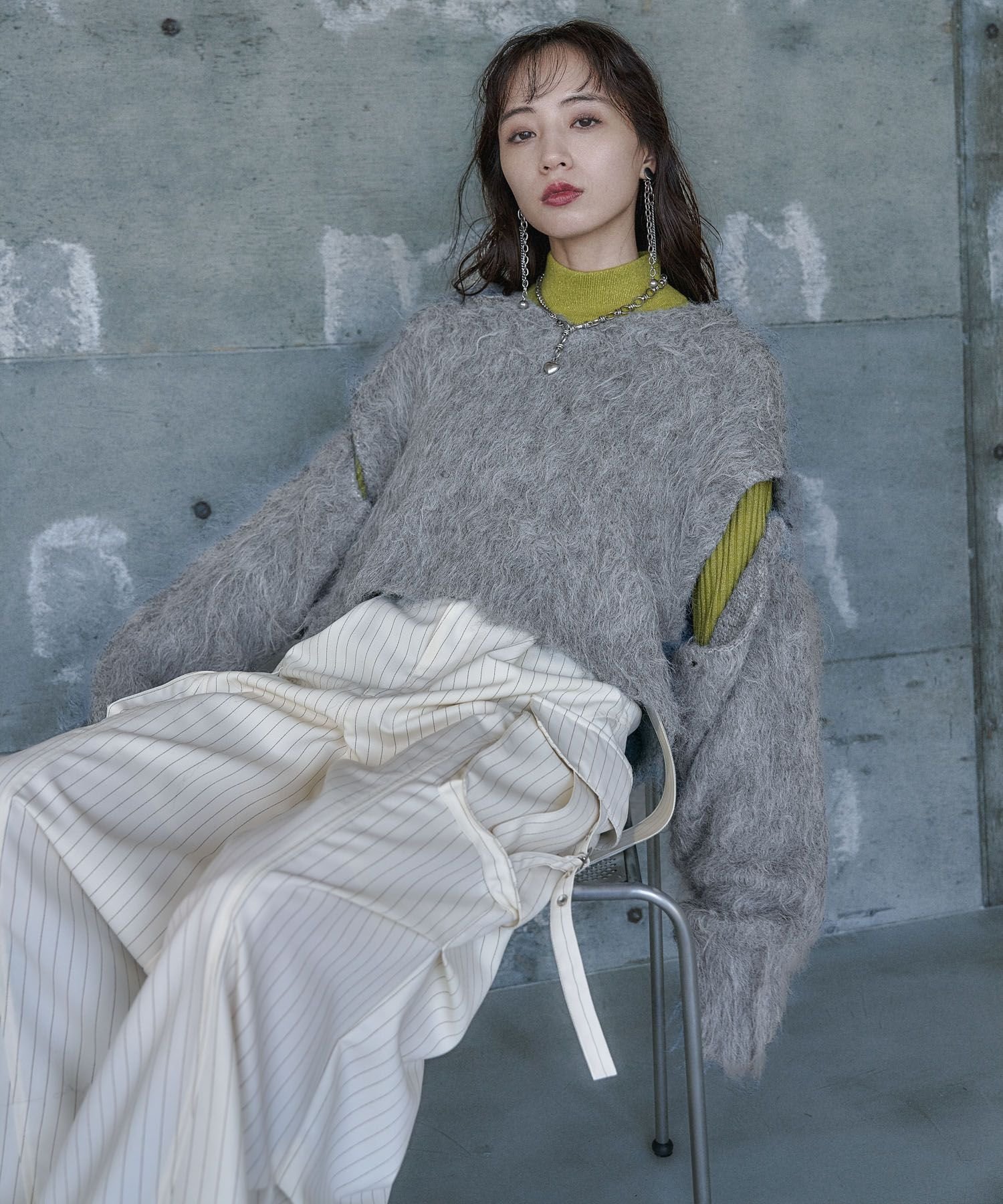 【SALE／42%OFF】HARE シャギーマルチWAYニットカーディガン ハレ トップス ニット グレー ブルー【送料無料】