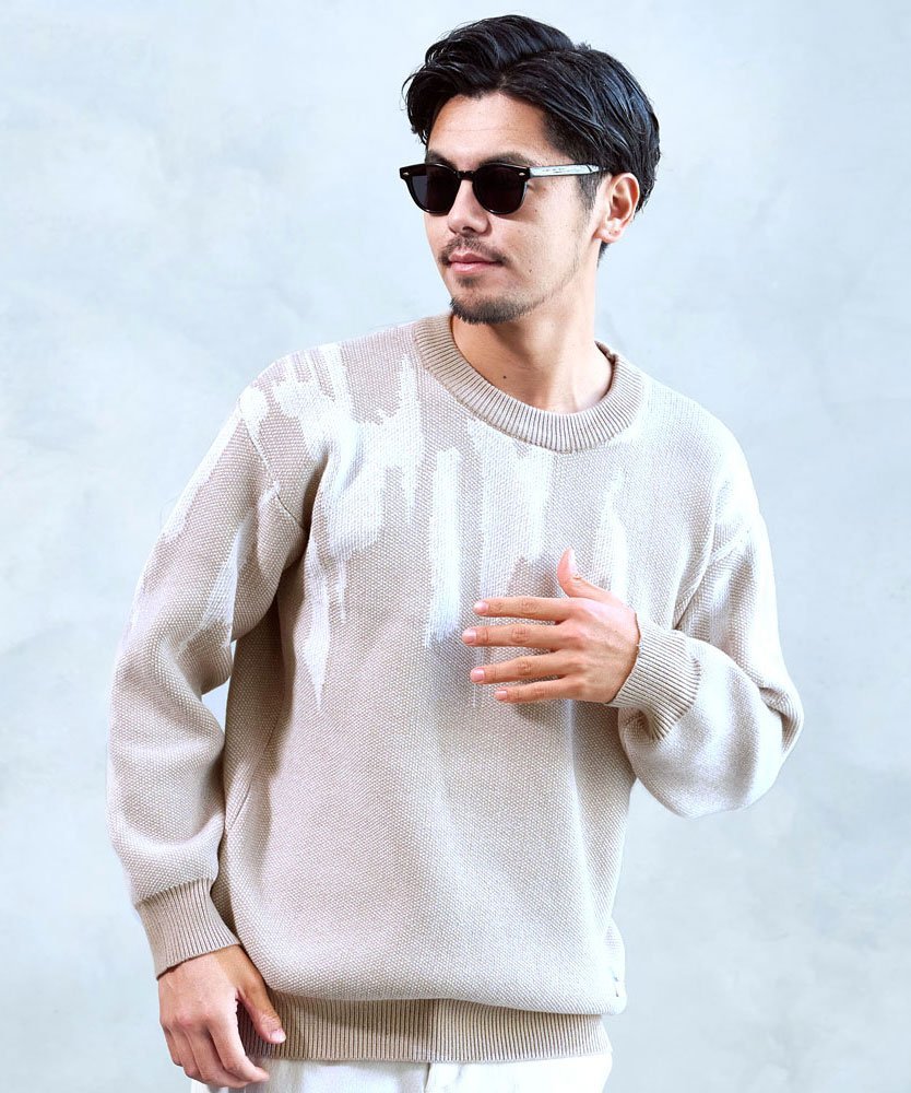 SB select BENUSTA パッチ付きニット シルバーバレット トップス ニット ベージュ パープル【送料無料】