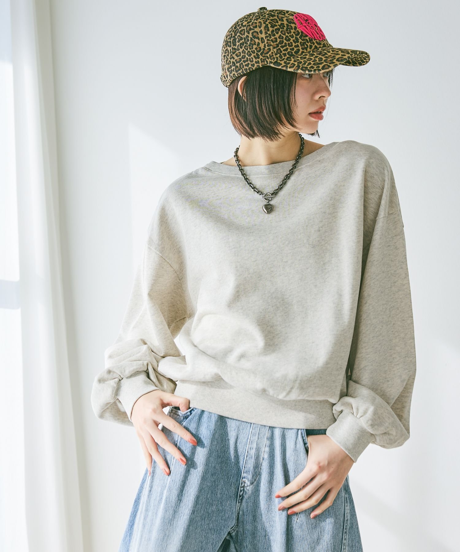 【SALE／42%OFF】PAGEBOY 2WAYネックスウェット ページボーイ トップス スウェット・トレーナー ブルー グレー【送料無料】