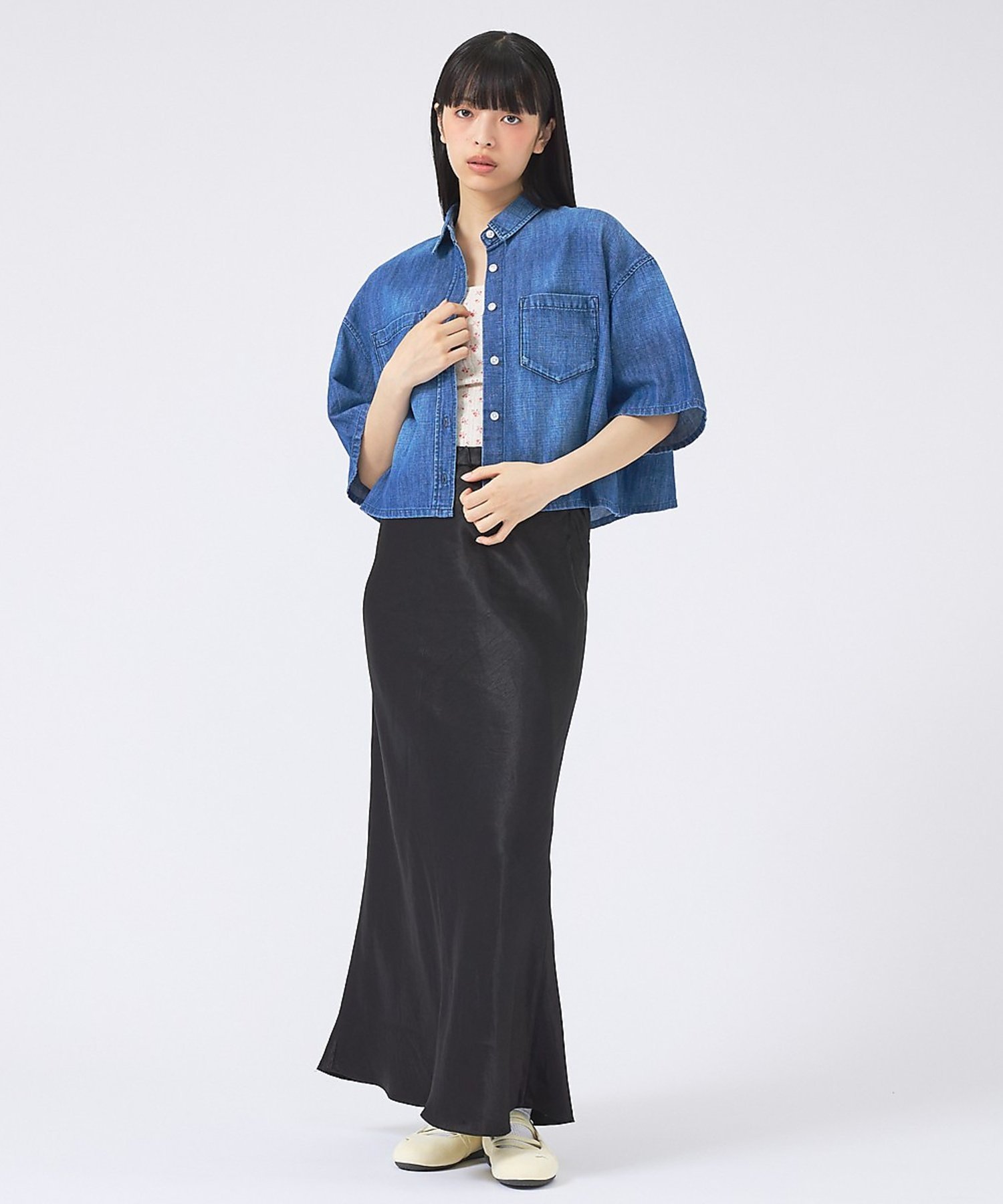 Rouge vif la cle 【Healthy denim / ヘルシーデニム】Breezy Rosehip/ ルージュ・ヴィフ ラクレ トップス シャツ・ブラウス ブルー