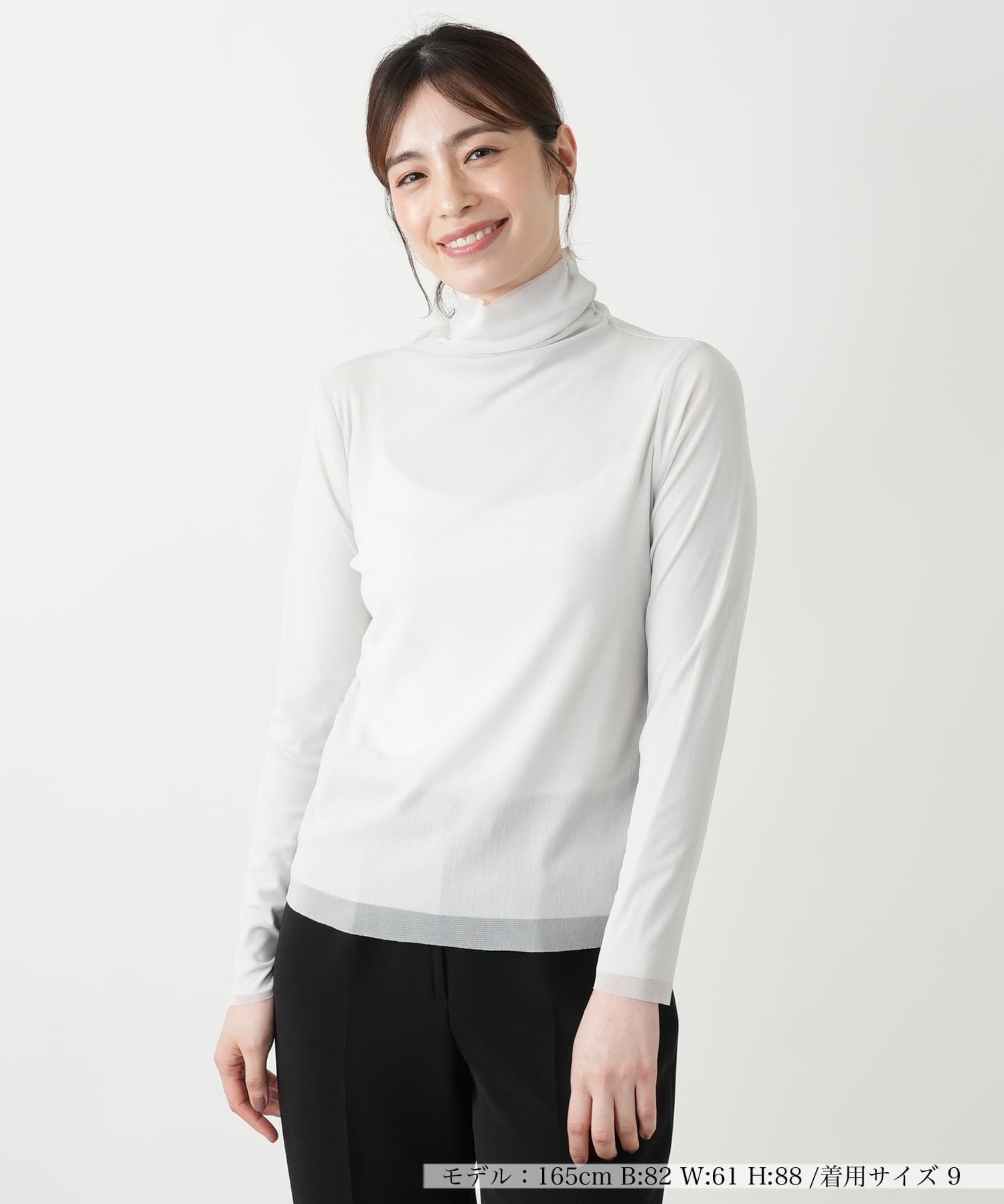 Leilian ハイネックカットソー レリアン トップス カットソー・Tシャツ ネイビー ワインレッド