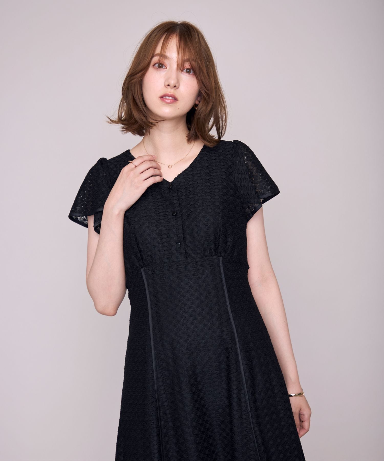 MISCH MASCH パイピングバルファスレースワンピース MM627428 ミッシュマッシュ ワンピース・ドレス ワンピース ブラック レッド ホワイト