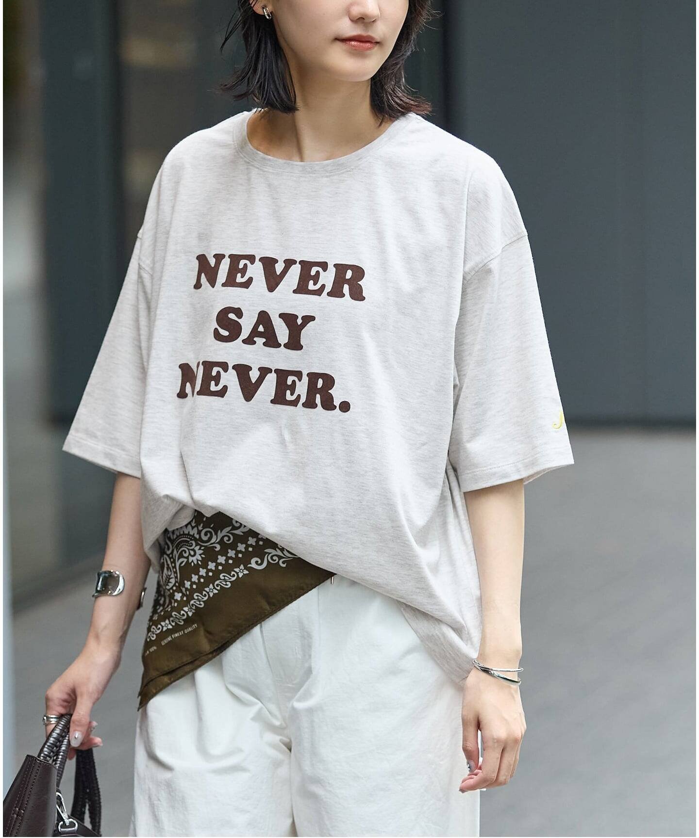 JOURNAL STANDARD JS FES NEVER LOGO Tシャツ ジャーナル スタンダード トップス カットソー・Tシャツ グレー ネイビー