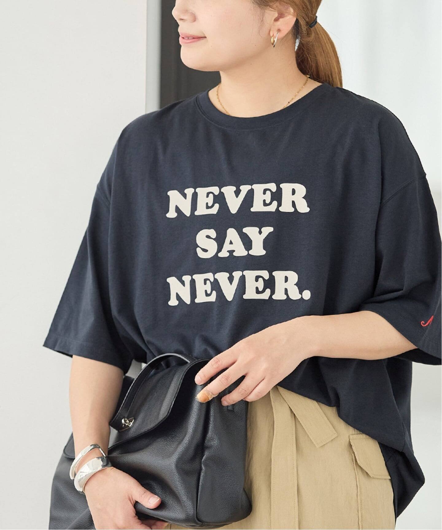 JOURNAL STANDARD JS FES NEVER LOGO Tシャツ ジャーナル スタンダード トップス カットソー・Tシャツ グレー ネイビー