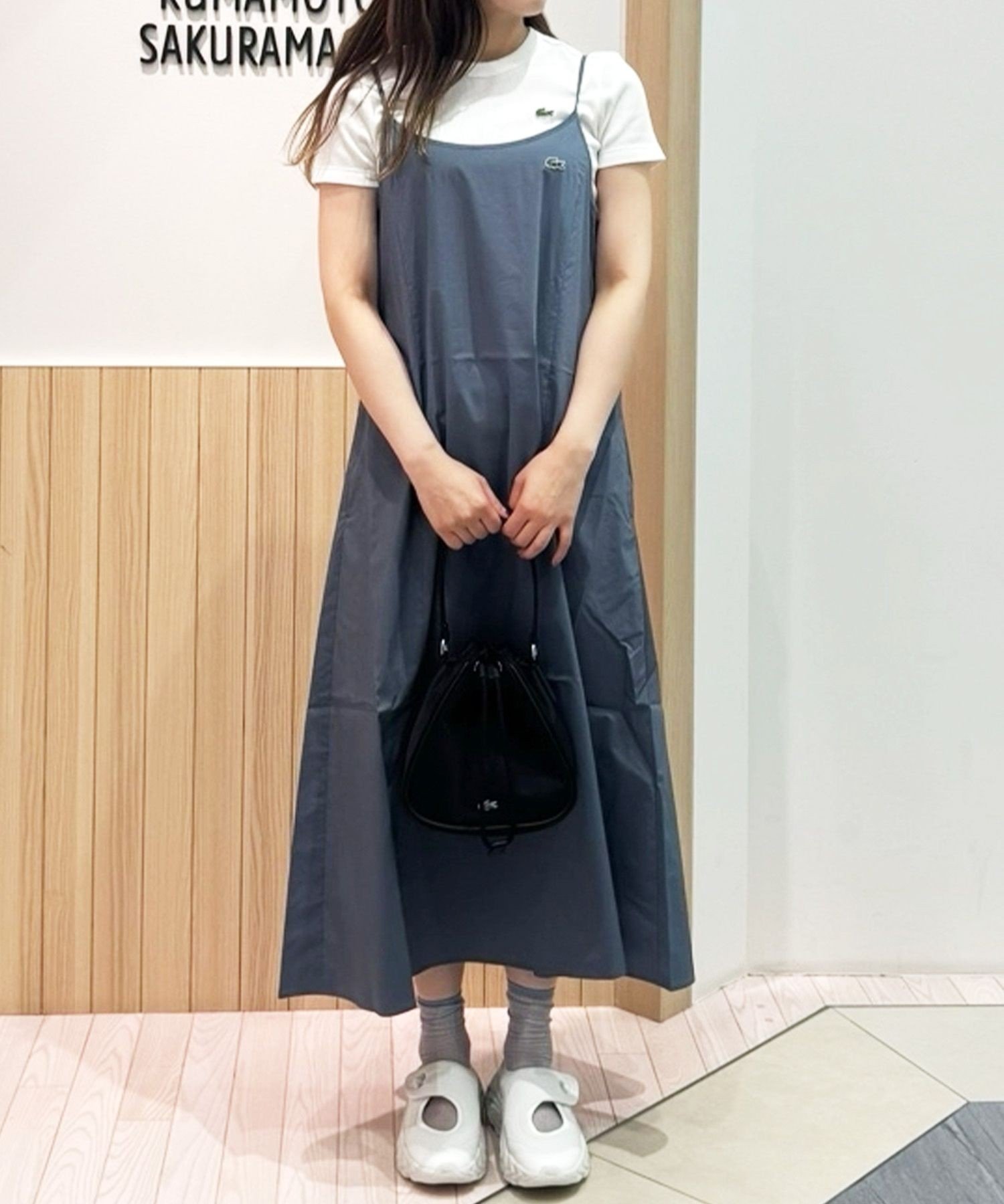 LACOSTE ストレッチタイプライターキャミドレス / キャミワンピース ラコステ ワンピース・ドレス ワンピース ブラウン ネイビー ブラック【送料無料】