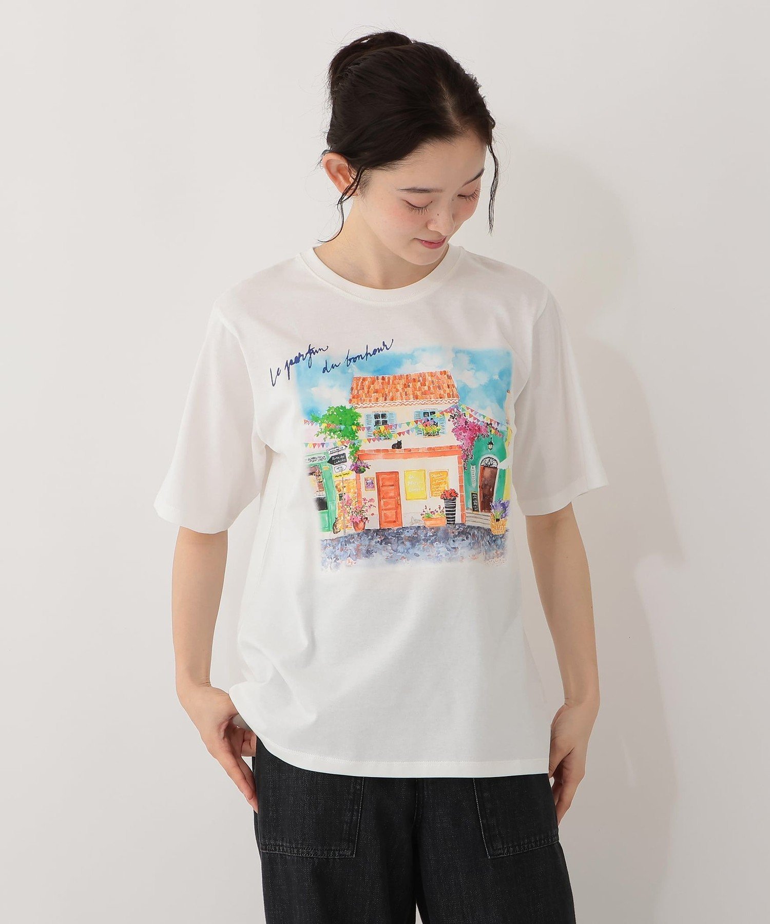 Afternoon Tea LIVING プリントTシャツ/miyo tsuchiya アフタヌーンティー・リビング トップス カットソー・Tシャツ ホワイト【送料無料】