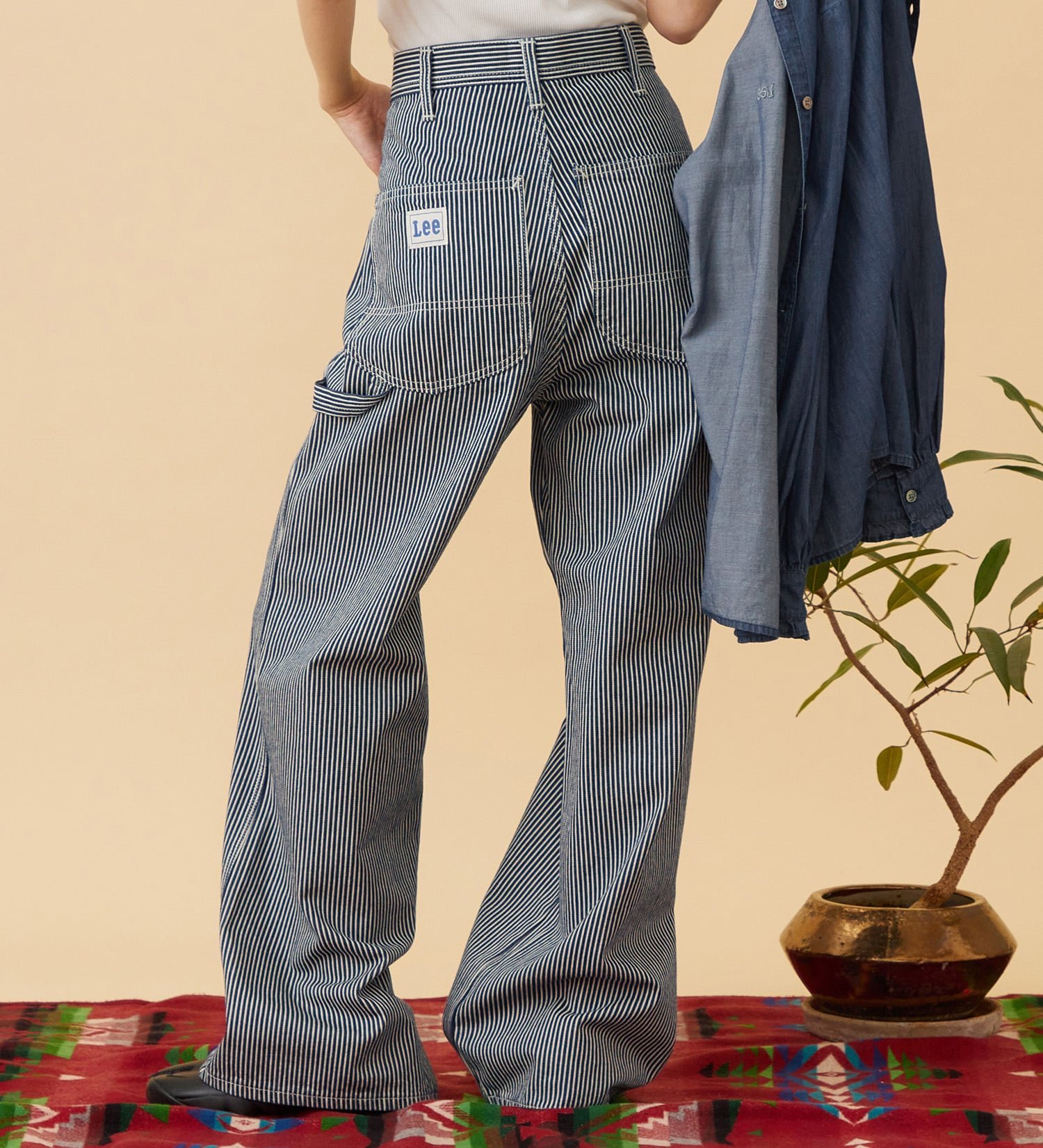 Lee LOOSE FALRE PAINTER/ルーズフレアペインターデニムパンツ DUNGAREES【セットアップ対応】 エドウインオンラインモール パンツ ジーンズ・デニムパンツ ブルー