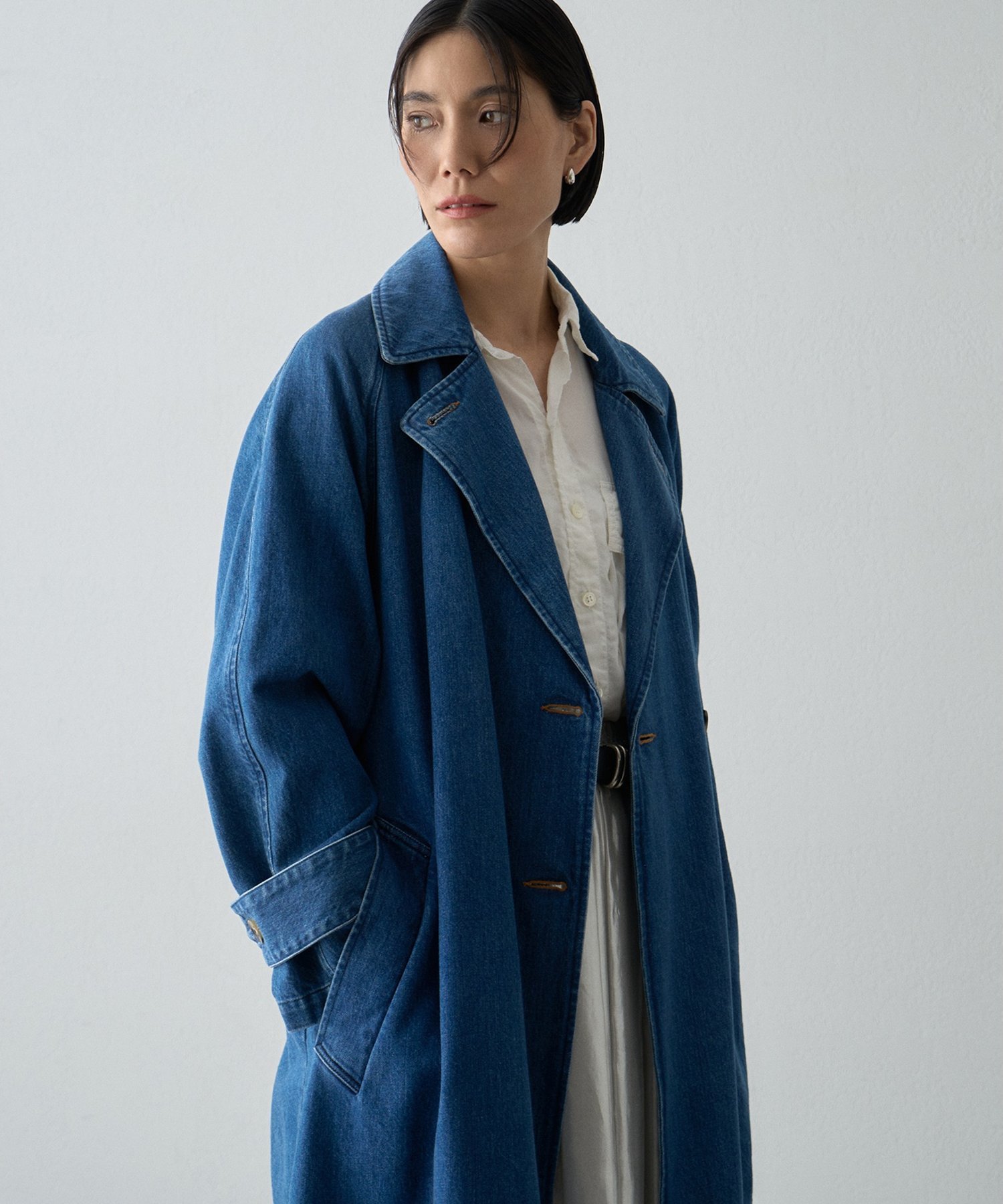 Whim Gazette デニムトレンチコート ウィム ガゼット ジャケット・アウター トレンチコート ブルー