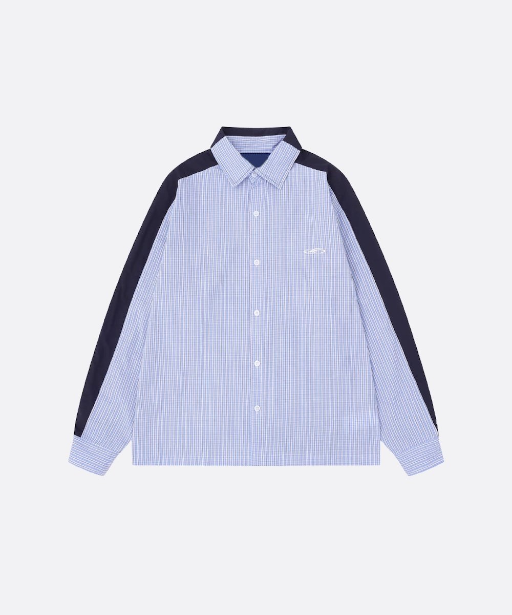U:UME Contrast Color Block Shirt ユーム トップス シャツ・ブラウス ブラック ブルー